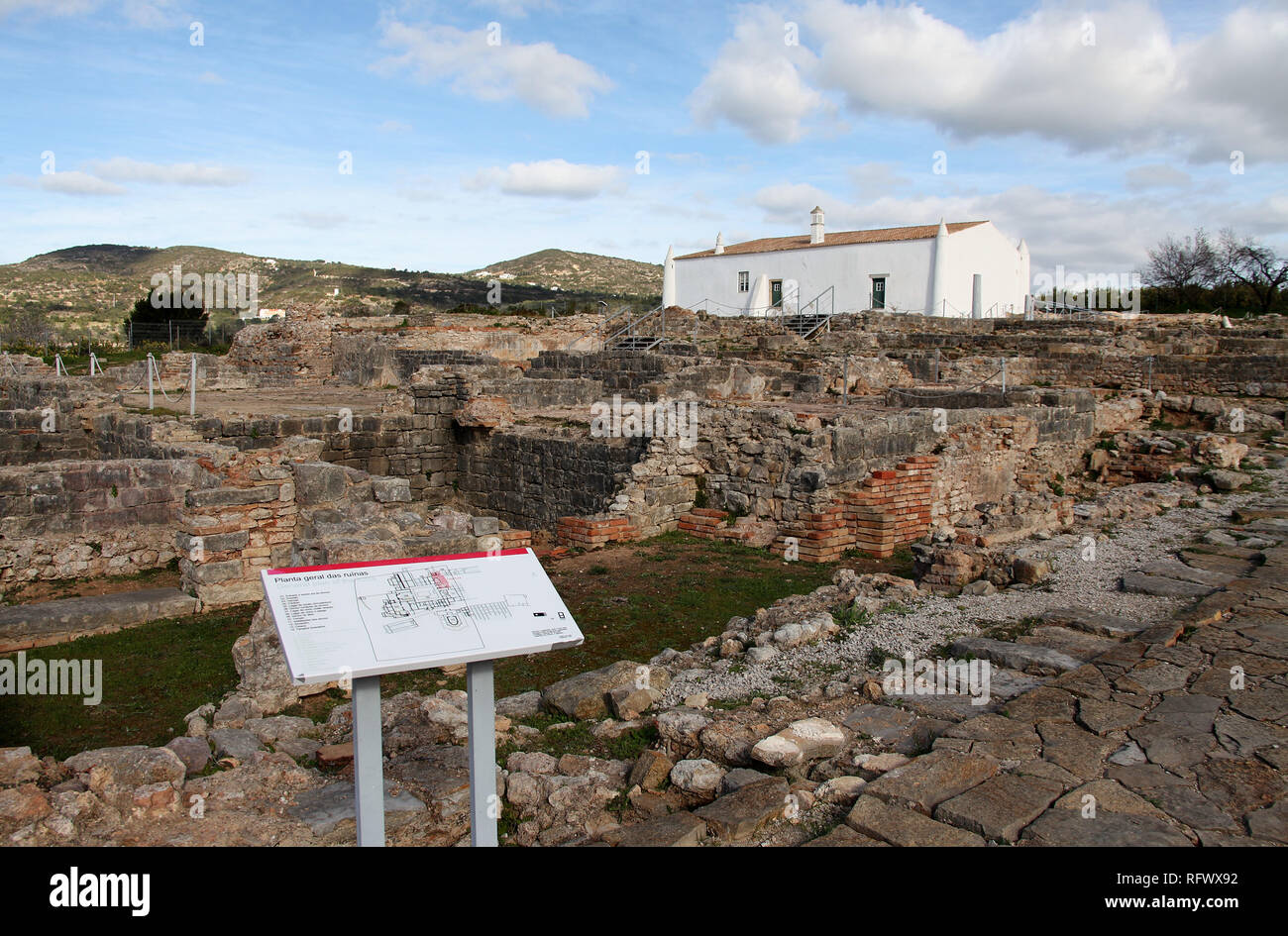Römische Ruinen von Milreu in der Nähe von Faro in Portugal Stockfoto