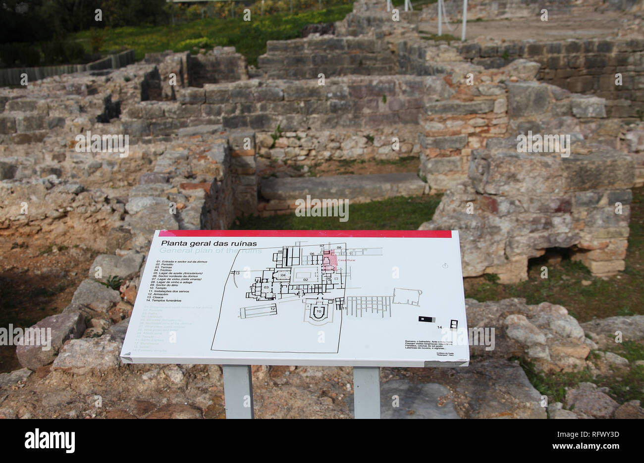 Römische Ruinen von Milreu in der Nähe von Faro in Portugal Stockfoto