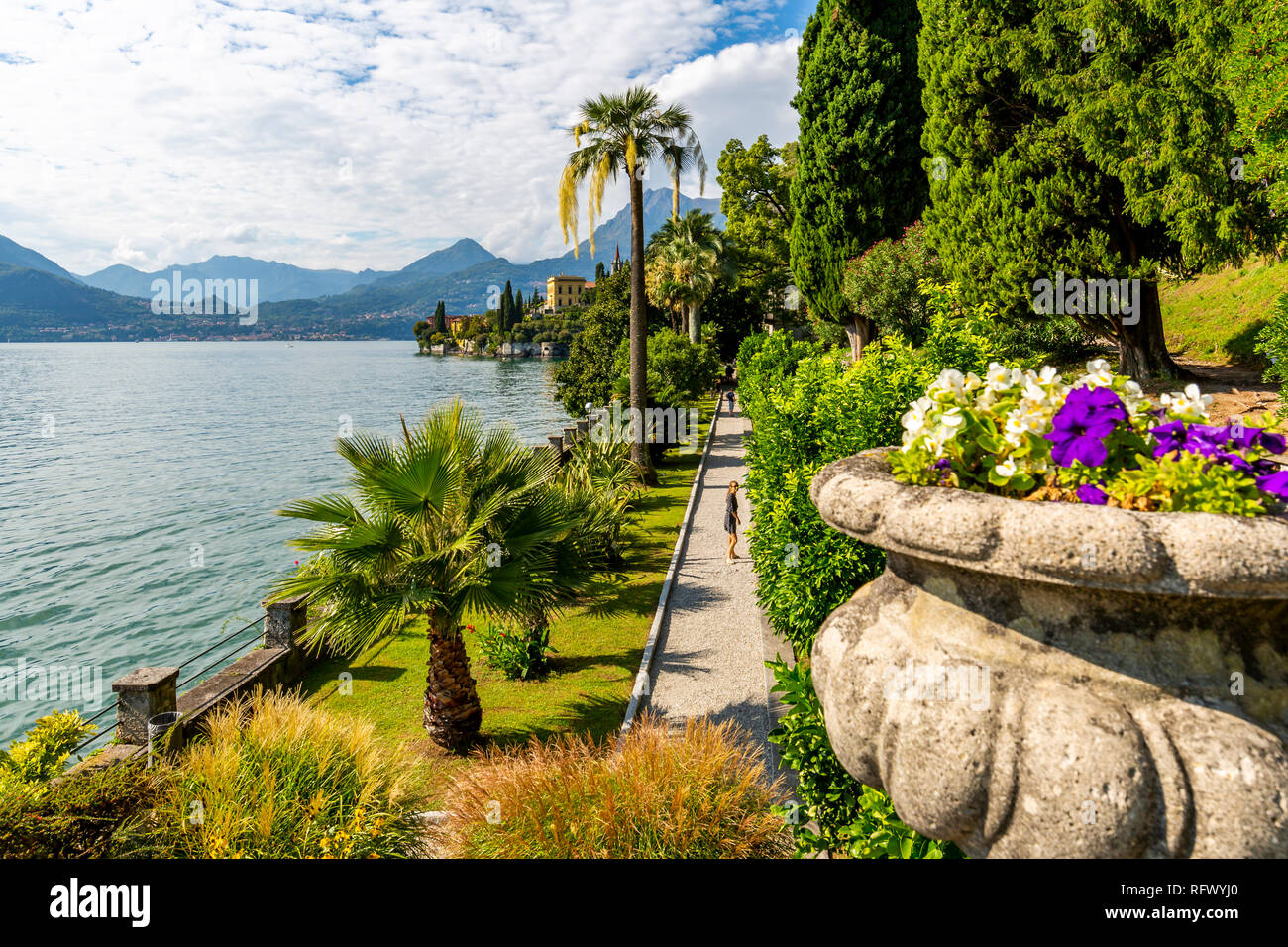 Blick auf den See vom Botanischen Garten im Dorf von Vezio, Provinz Como, Comer See, Lombardei, Italienische Seen, Italien, Europa Stockfoto
