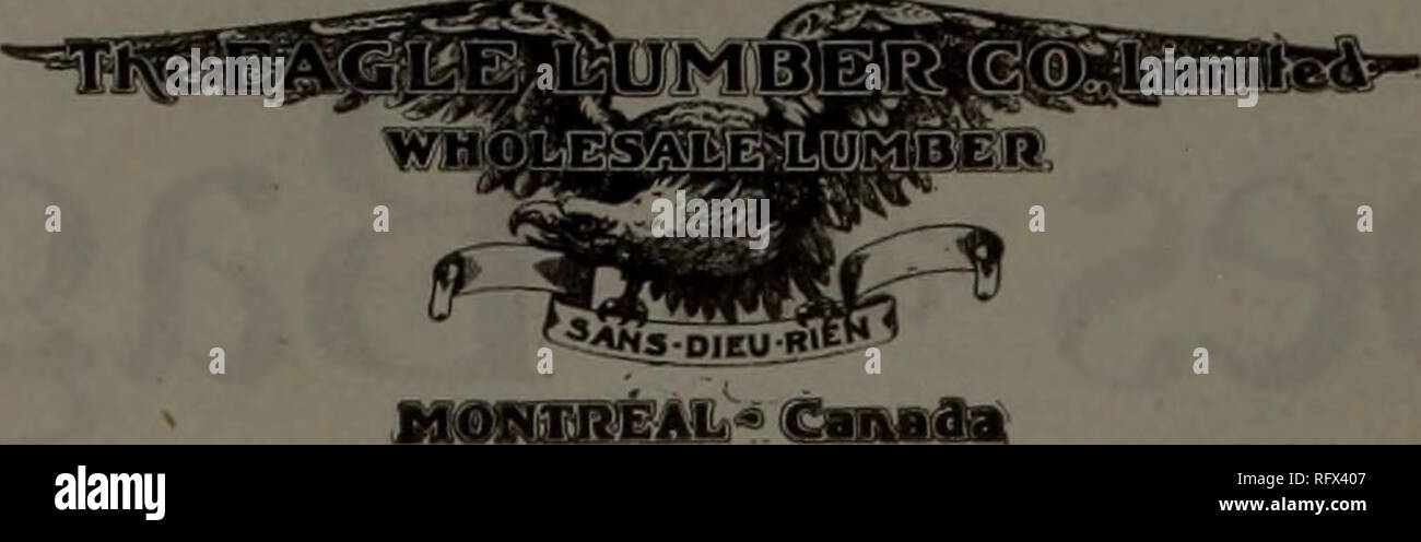 . Kanadische Forstindustrie 1916. Holzschlag; Wälder und Forstwirtschaft; Wald; Wald - zellstoffindustrie; Holz verarbeitenden Industrien. 52 Kanada lumberman und woodworker Oktober 1, 1916. Hauptsitz in Montreal. Fichte rauh oder gekleidet Sägewerke in Mont Laurier, Que. STE. MARGUERITE, Que. Dressing Mühlen an der ST. JEROME, Que. "Sound Wormy White Pine "Wir folgende Wormy Kiefer, die wir zu besonderen Preisen anbieten angesammelt haben. Es ist eine reguläre Klasse der Mühle laufen, außer dass Es wormy ist. 2 Autos.! x0 und weiteren 10 bis 10 Fuß. 1 auto 4 x 5 3 4 x 0 4 x 8 3 Autos 2 Autos 4 x 10 " 1 Auto Stockfoto