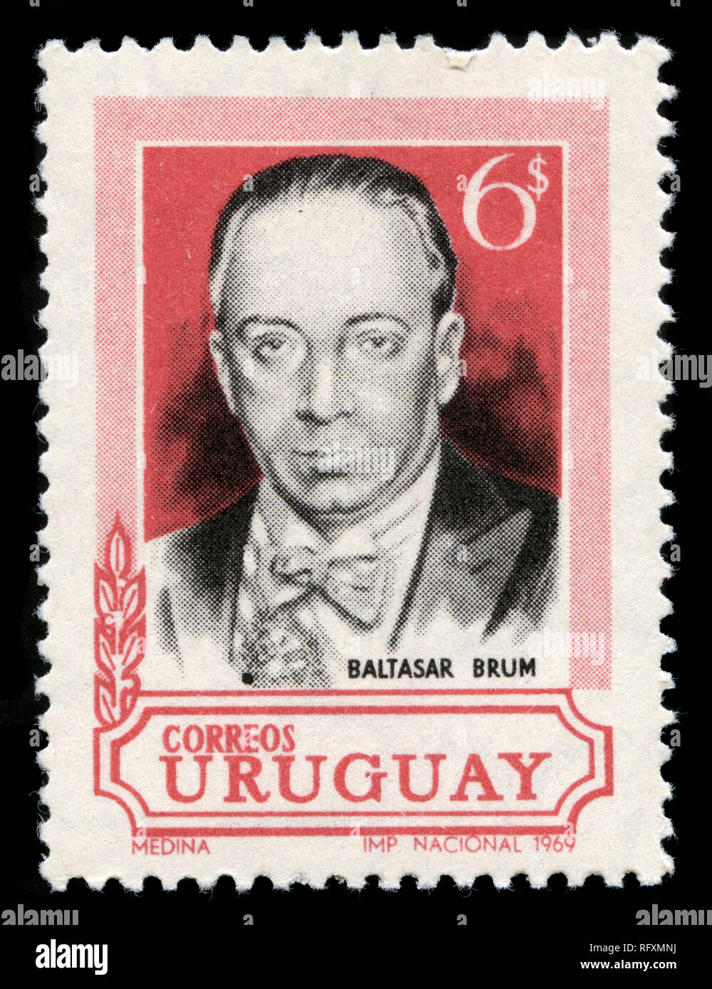 Briefmarke aus Uruguay in der Präsident Baltasar Brum Gedenken Serie 1969 ausgestellt Stockfoto