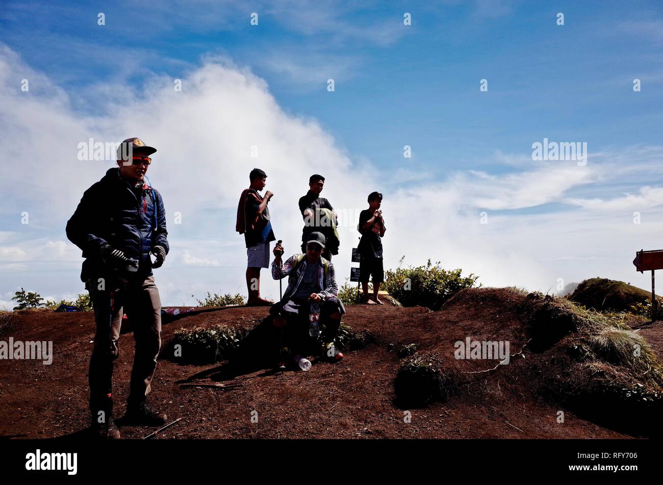 Mount Merbabu Wandererlebnis Stockfoto