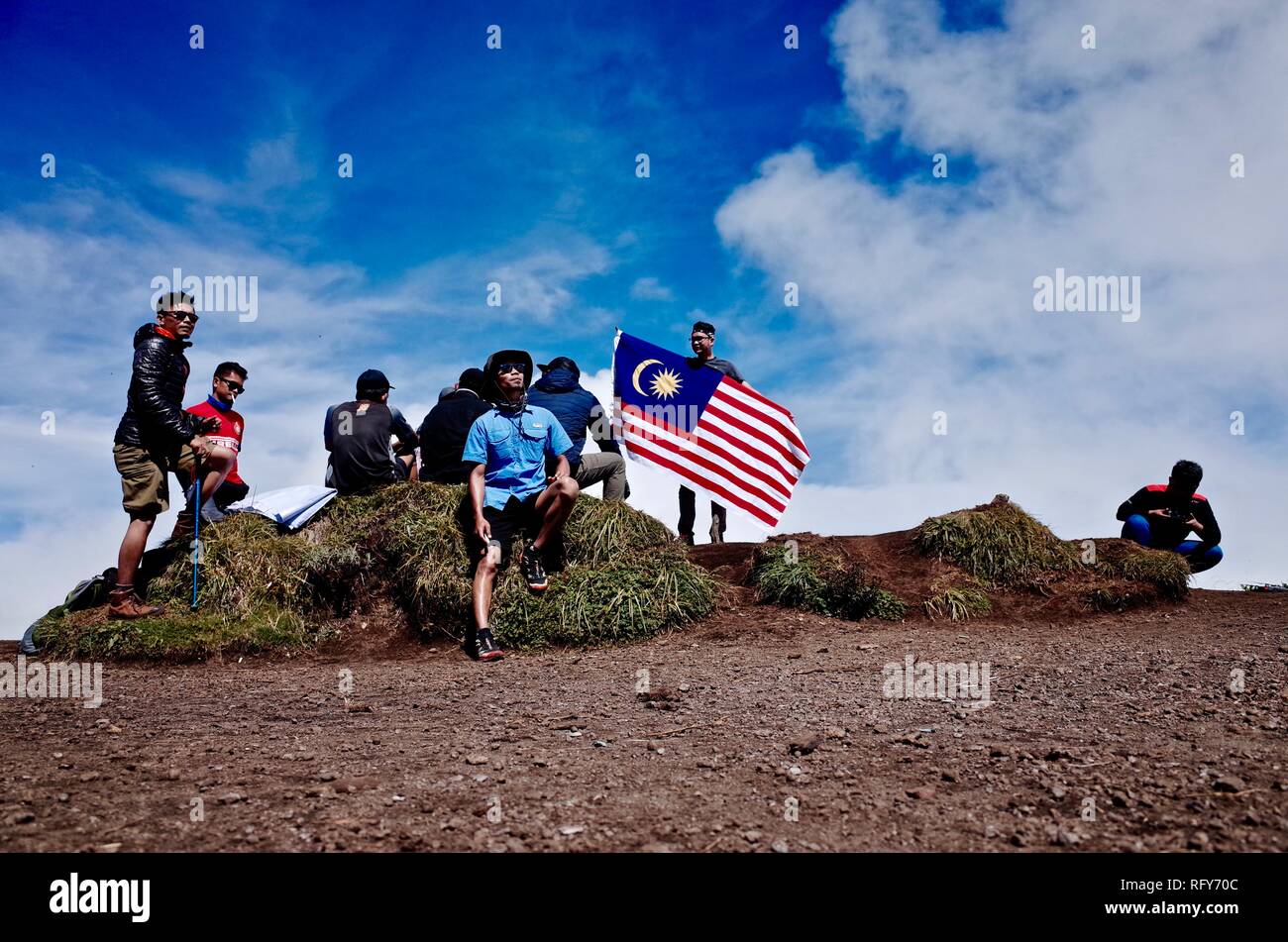 Mount Merbabu Wandererlebnis Stockfoto