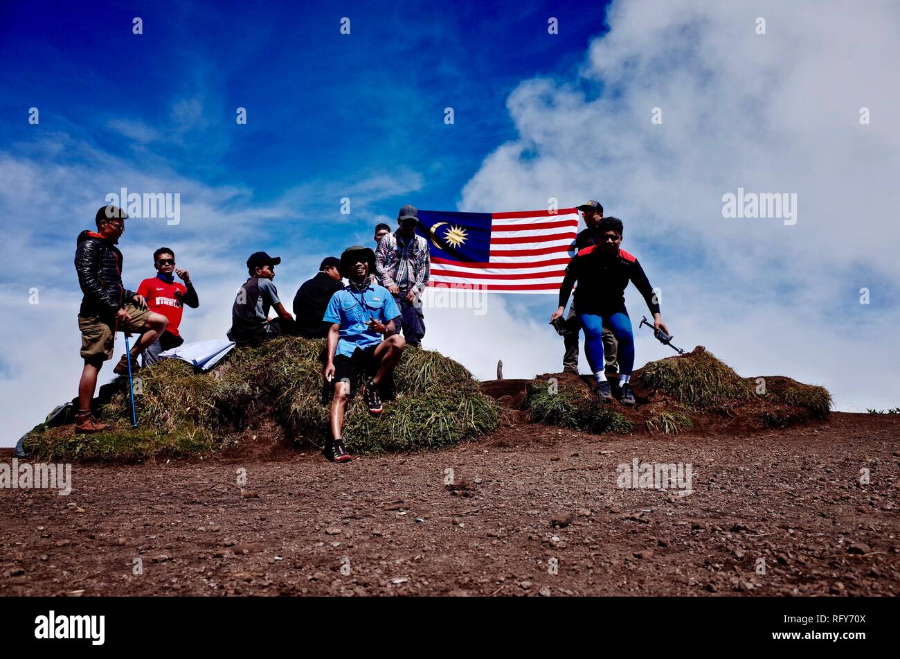 Mount Merbabu Wandererlebnis Stockfoto