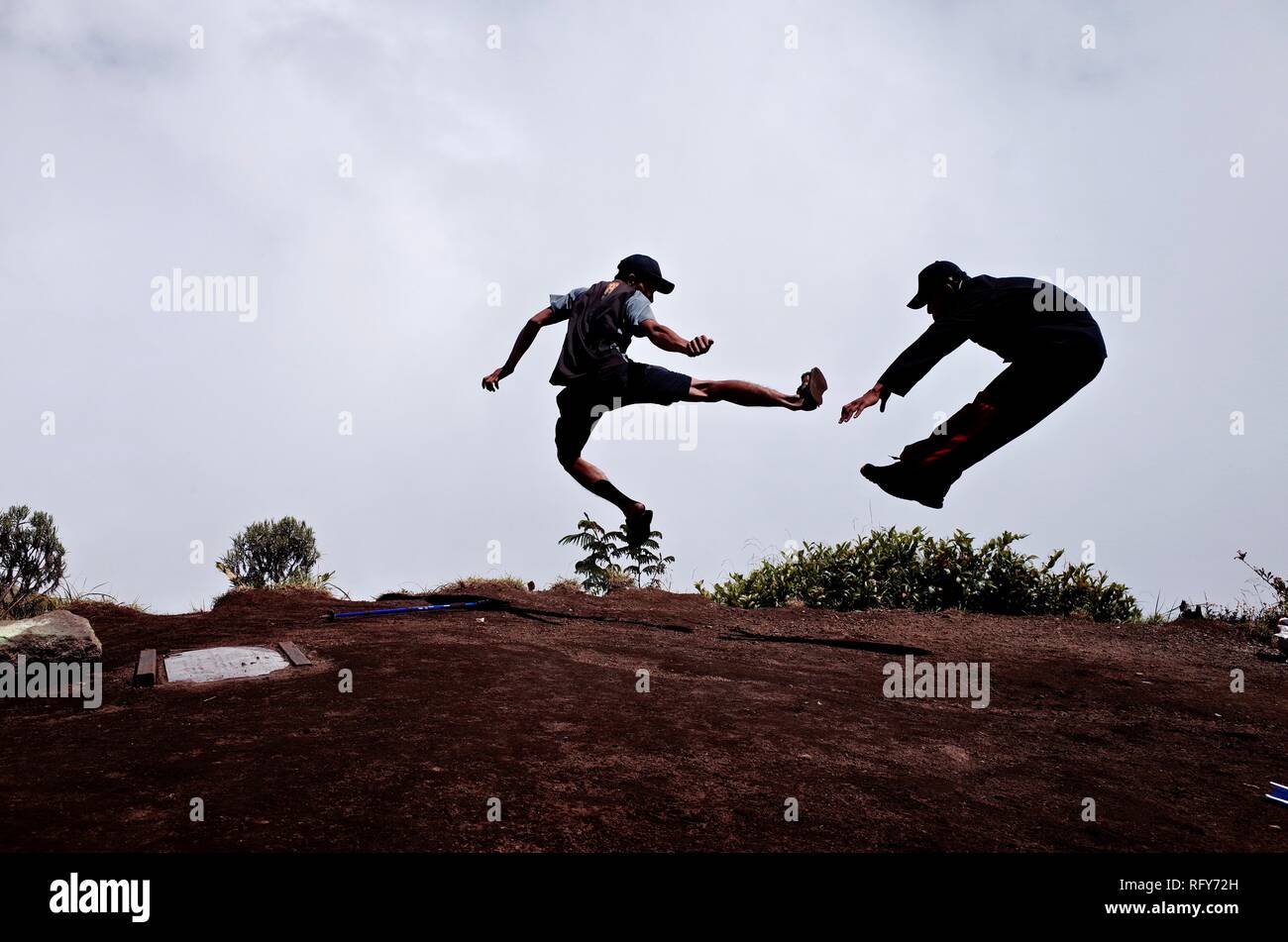 Mount Merbabu Wandererlebnis Stockfoto