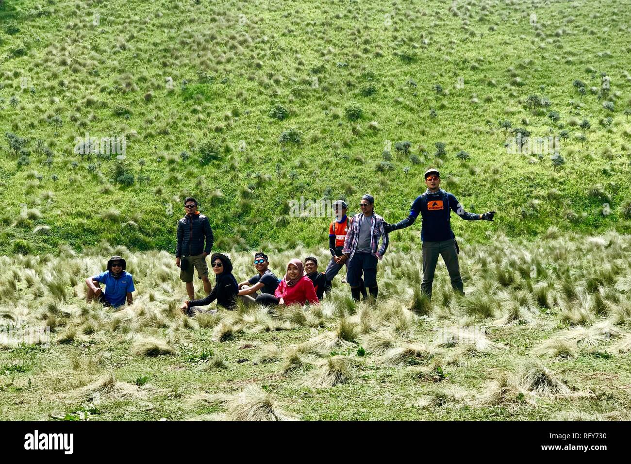 Mount Merbabu Wandererlebnis Stockfoto