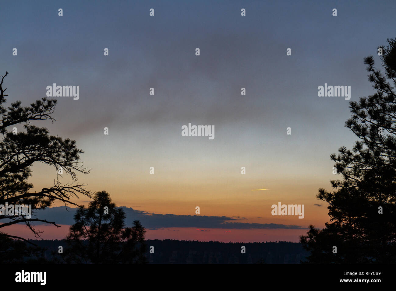 Sonnenuntergang Blick auf den Grand Canyon aus der North Rim, California, United States. Dies ist in der Nähe der Grand Canyon Lodge North Rim. Stockfoto