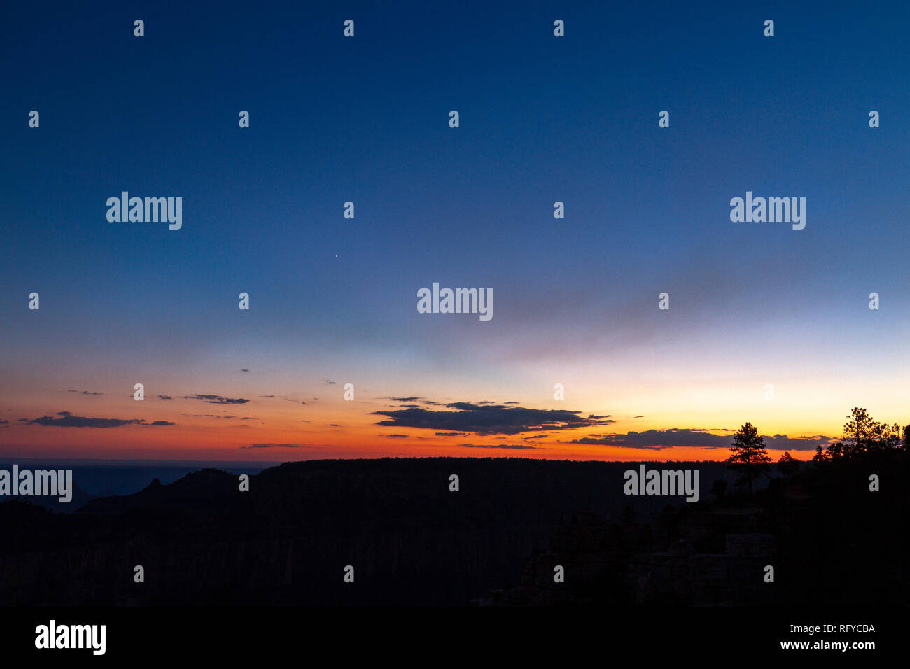 Sonnenuntergang Blick auf den Grand Canyon aus der North Rim, California, United States. Dies ist in der Nähe der Grand Canyon Lodge North Rim. Stockfoto