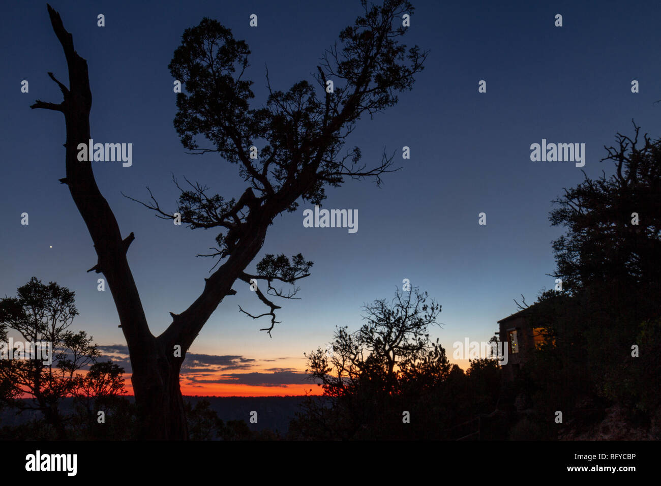 Sonnenuntergang Blick auf den Grand Canyon aus der North Rim, California, United States. Dies ist in der Nähe der Grand Canyon Lodge North Rim. Stockfoto