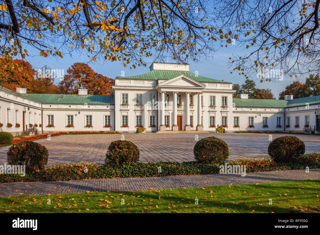 Belweder Palast in Warschau, Polen, klassizistischen Gebäude, die ehemalige Residenz des polnischen Präsidenten. Stockfoto