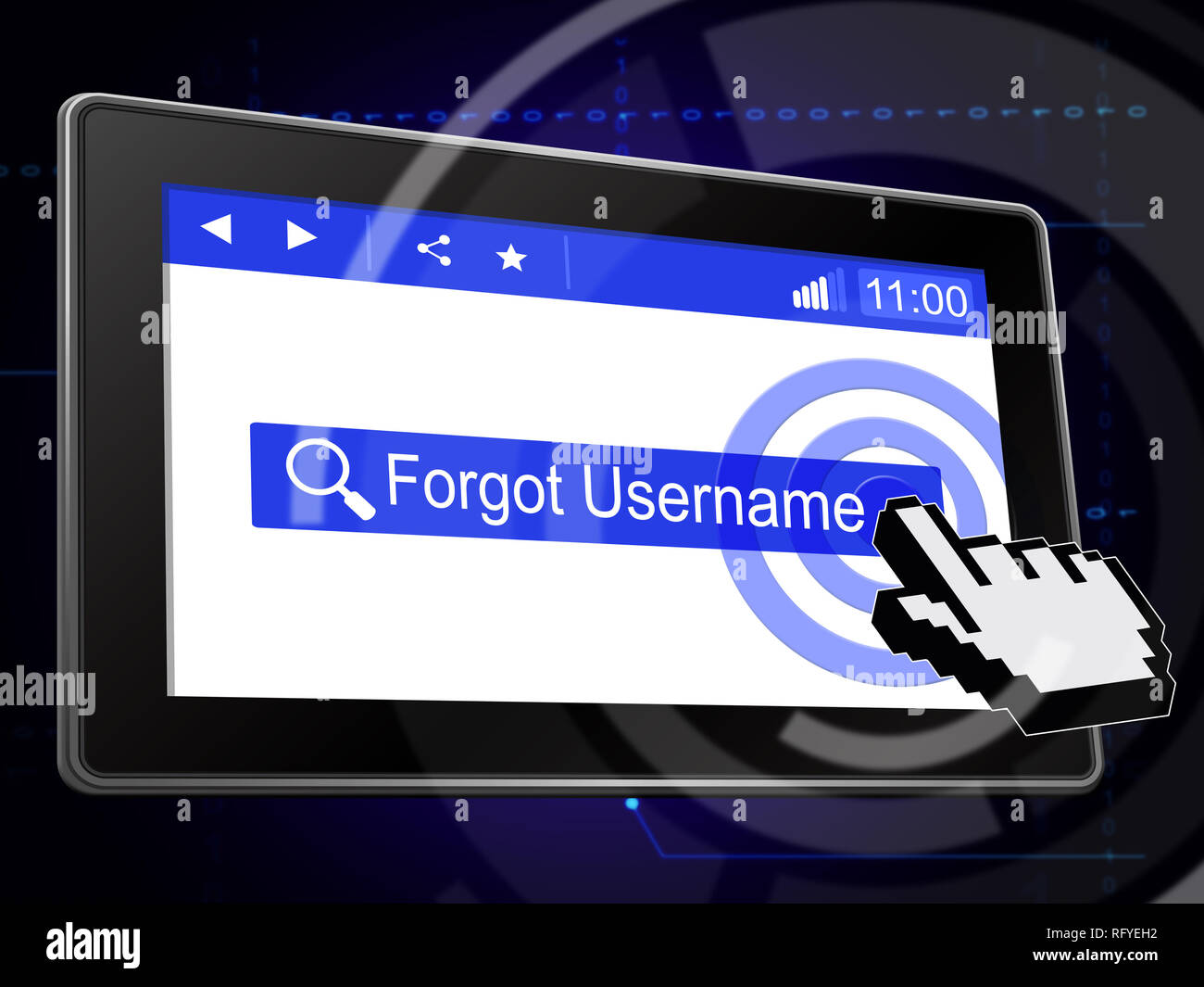 Benutzername vergessen Tablet bedeutet Falsche Benutzer-ID eingegeben. Online-ID-Fehler - 3D-Darstellung Stockfoto