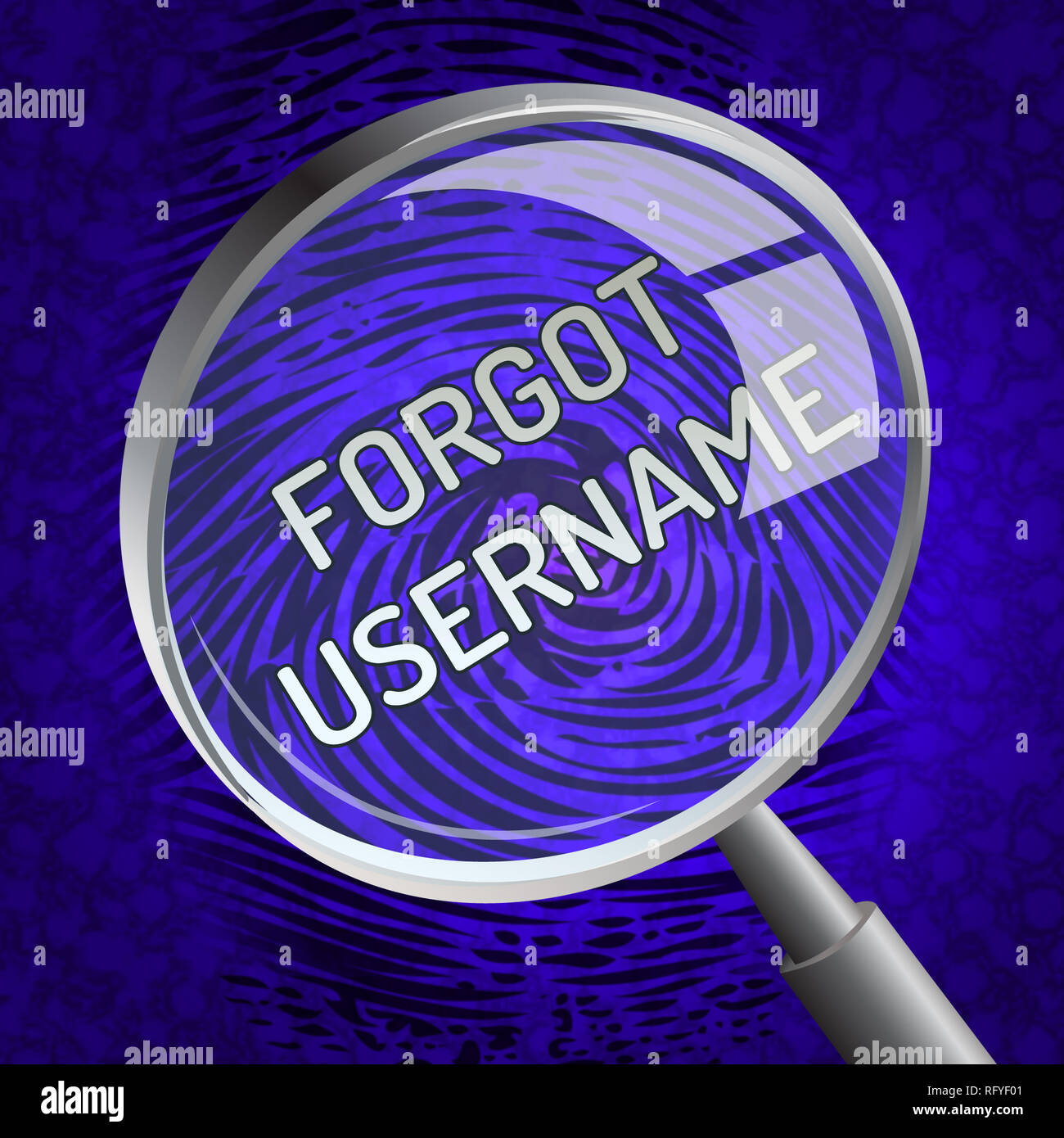Benutzername vergessen Worte Falsche Benutzer-ID eingegeben. Online-ID-Fehler - 3D-Darstellung Stockfoto