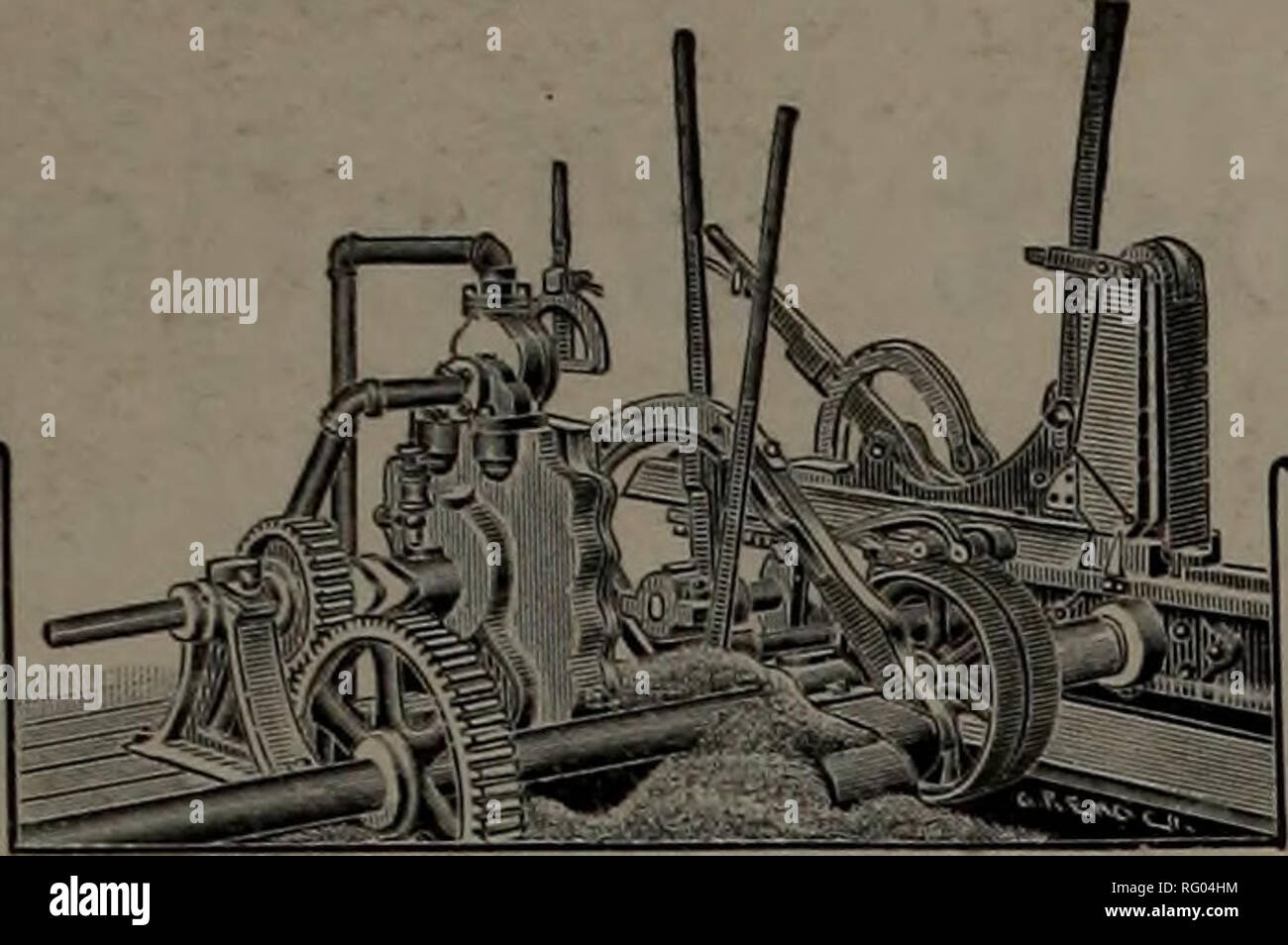 . Kanadische Forstindustrie 1894-1896. Holzschlag; Wälder und Forstwirtschaft; Wald; Wald - zellstoffindustrie; Holz verarbeitenden Industrien. Dkcember, 1896 Die CJLUJLIDJL LUMBERMAN J7 DER DAKE MOTOR der begleitenden schnitt die Dake Motor zeigt, Sägewerk Beförderung Arbeit beigefügt. Den Motor, wie in der Abbildung gezeigt, ist reversibel, voran und Zurückweichenden Kopf Blöcke am Willen der Betreiber. Die mit Schraubenfedern für Re-Zedenten Kopf Blöcke, und ist eine praktische Assistenten zu einem Sägewerk Beförderung, so dass der Setzer die schwersten Protokolle mit Leichtigkeit umgehen. Dampf wird zum Motor mittels Dampf hos durchgeführt Stockfoto