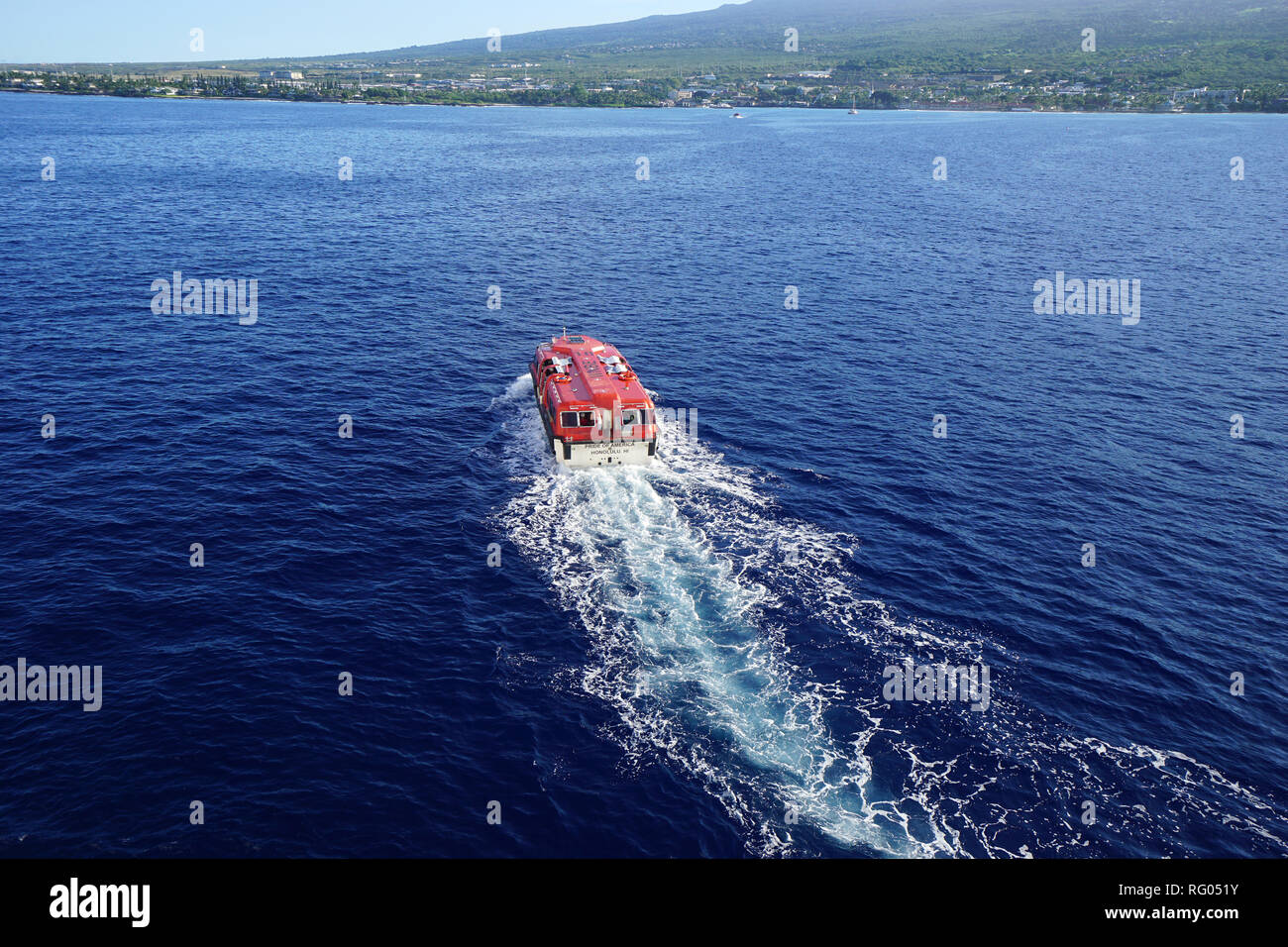 Ausschreibung Boote übersetzende Passagiere zu Kona, Hawaii Stockfoto