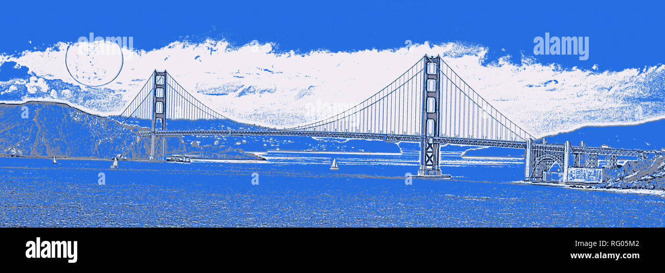 Die Golden Gate Bridge in San Francisco Kalifornien Reisen Poster 3.jpg-RG 05 M2 Stockfoto