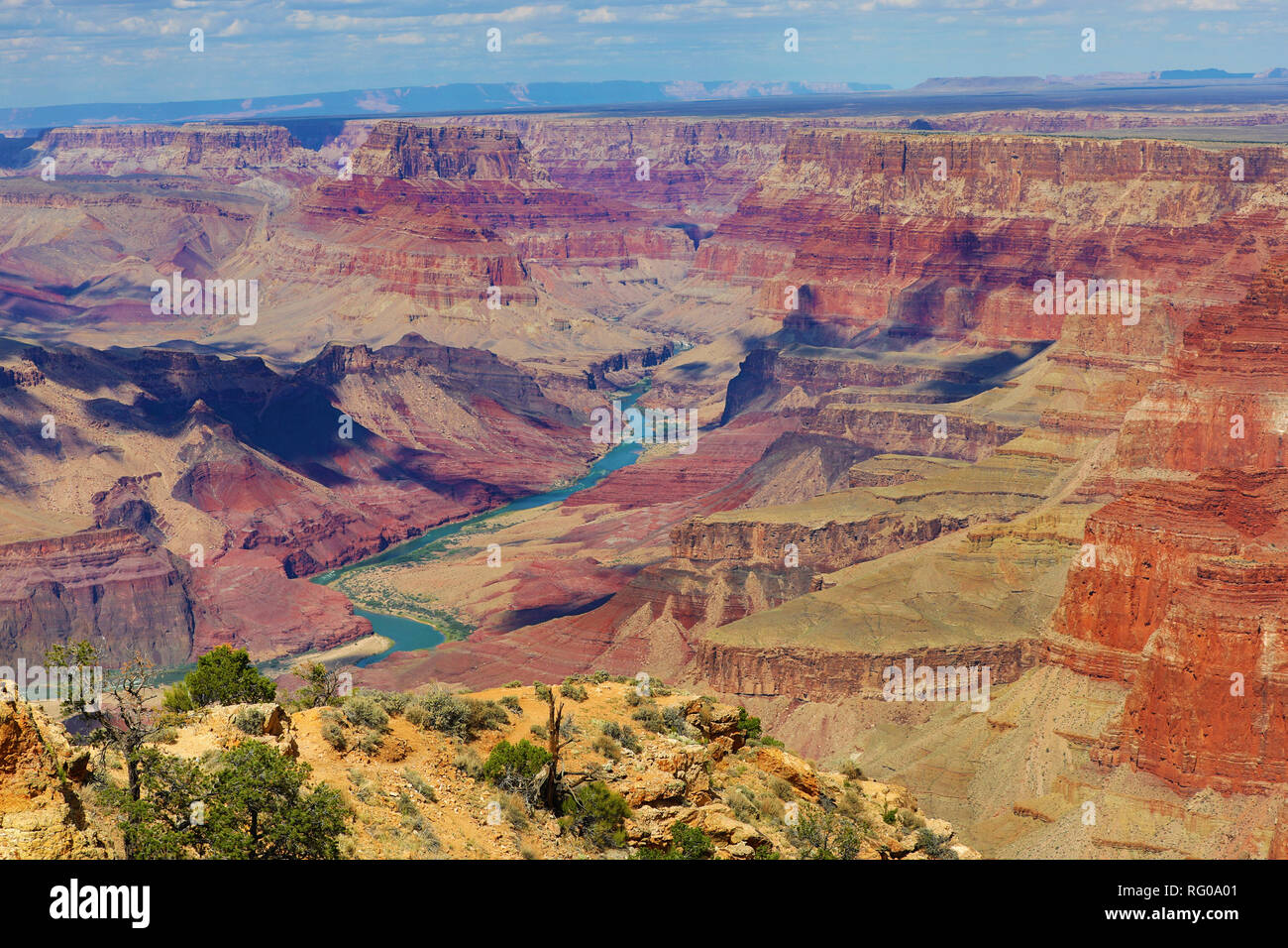 Der Colorado River durch den Grand Canyon vom South Rim am Desert View im Grand Canyon National Park, Arizona, United States o gesehen Stockfoto