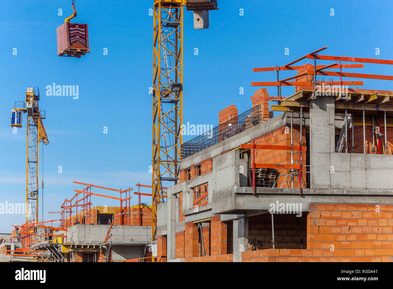 Baustelle, Neubau von Häusern und Wohnungen, Prag, Tschechische Republik Stockfoto
