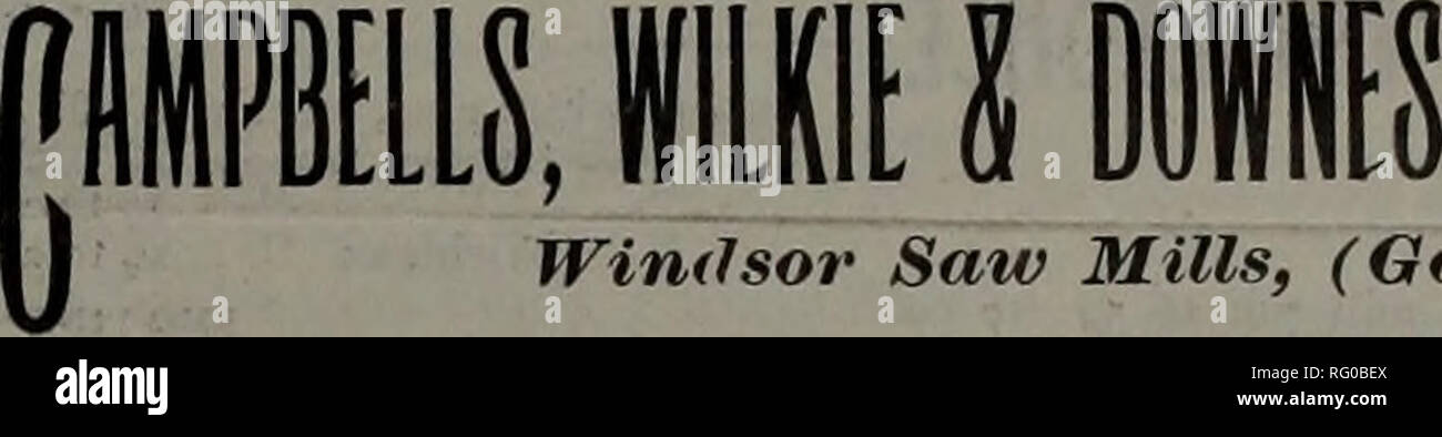 . Kanadische Forstindustrie 1899-1901. Holzschlag; Wälder und Forstwirtschaft; Wald; Wald - zellstoffindustrie; Holz verarbeitenden Industrien. März 20, 1901 Kanada Lumberman wöchentliche Ausgabe. V. BRITISCHEN HOLZ MAKLER UND IMPORTEURE F ARNWORTH&amp; JARDINE Holz Makler und Messgeräte Kabel Adresse", Farnworth, "Liverpool. 2 Dale Street und g Kanada Dock, Liverpool, GER. !, GUAM ICH GEHE. x7 Royal Bank Platz, T Glasgow, Schottland HOLZ MAKLER Kabel Adresse:'', ''Brakridge Glasgow. Codes verwendet: Watkins', Scott's, A.B.C.; Lumberman, Zebra, Private. Agenten für den Verkauf der kanadischen WHITE PINE UND SPRUC Stockfoto