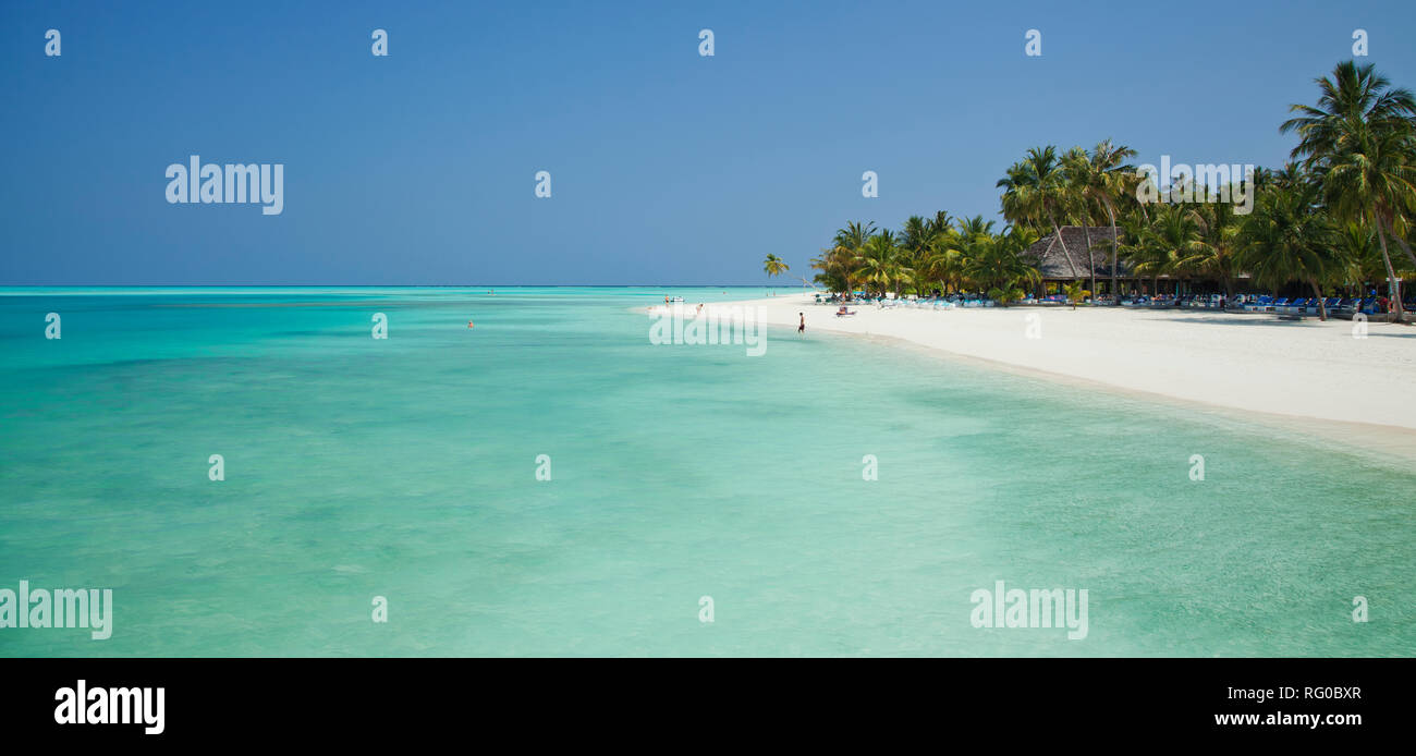 Strand, Meeru Island, Malediven, Indischer Ozean Stockfoto