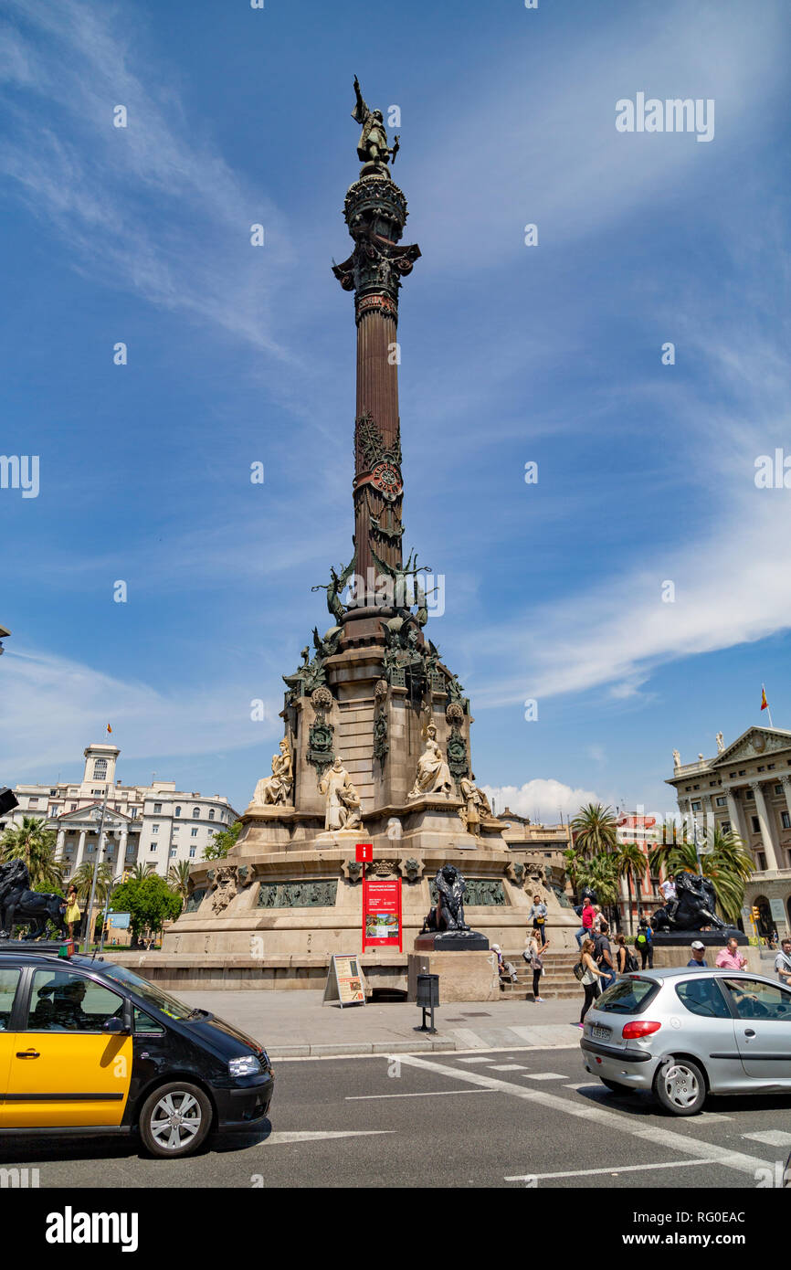 Statue von Kolumbus, Barcelona, Katalonien, Spanien Stockfoto