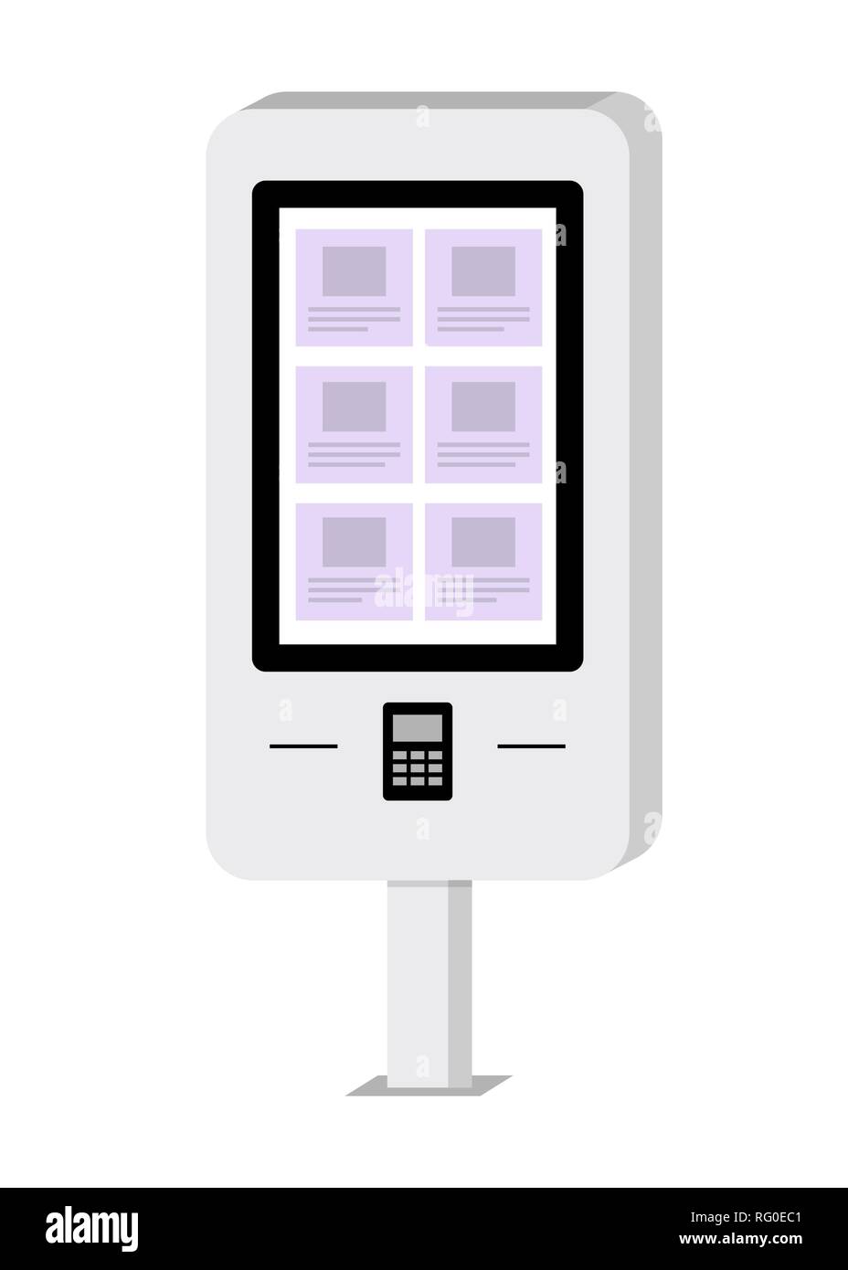 Zahlung und Informationen elektronische Terminal mit Touchscreen. ATM. Sb-Terminal. Vector Illustration im flachen Stil Stock Vektor