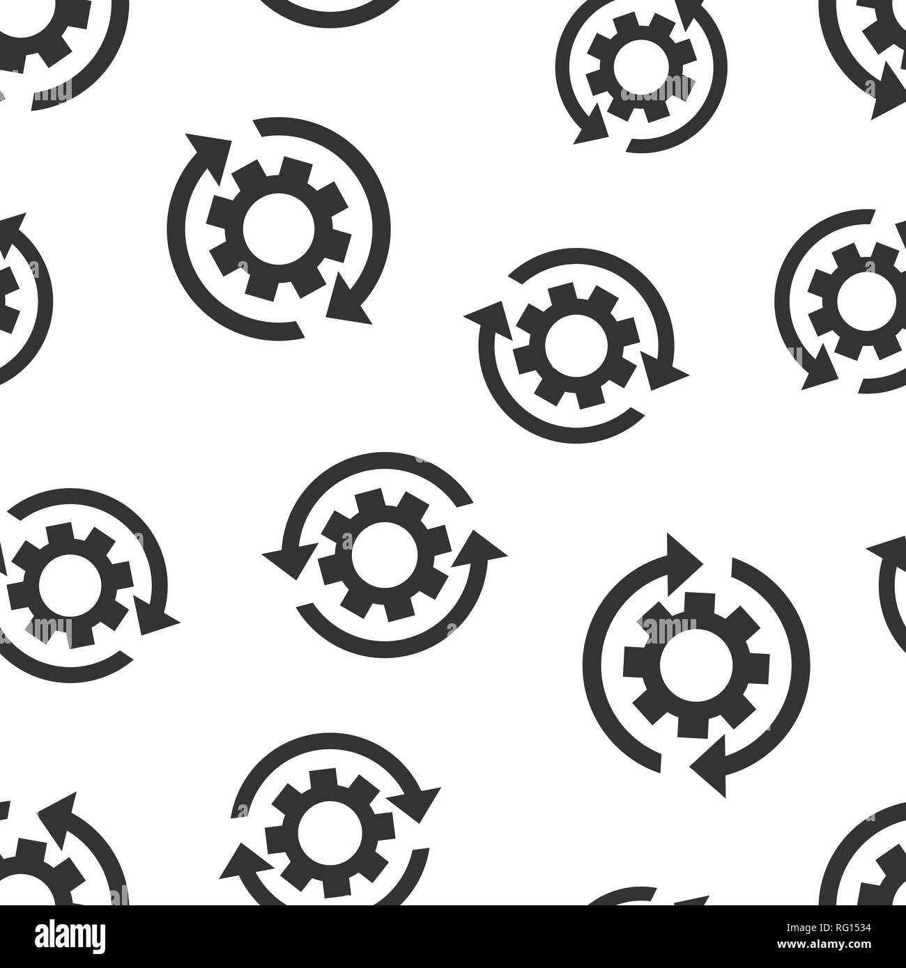Workflow-prozess icon nahtlose Muster Hintergrund. Zahnrad Zahnrad mit Pfeilen Vector Illustration. Workflow symbol Muster. Stock Vektor