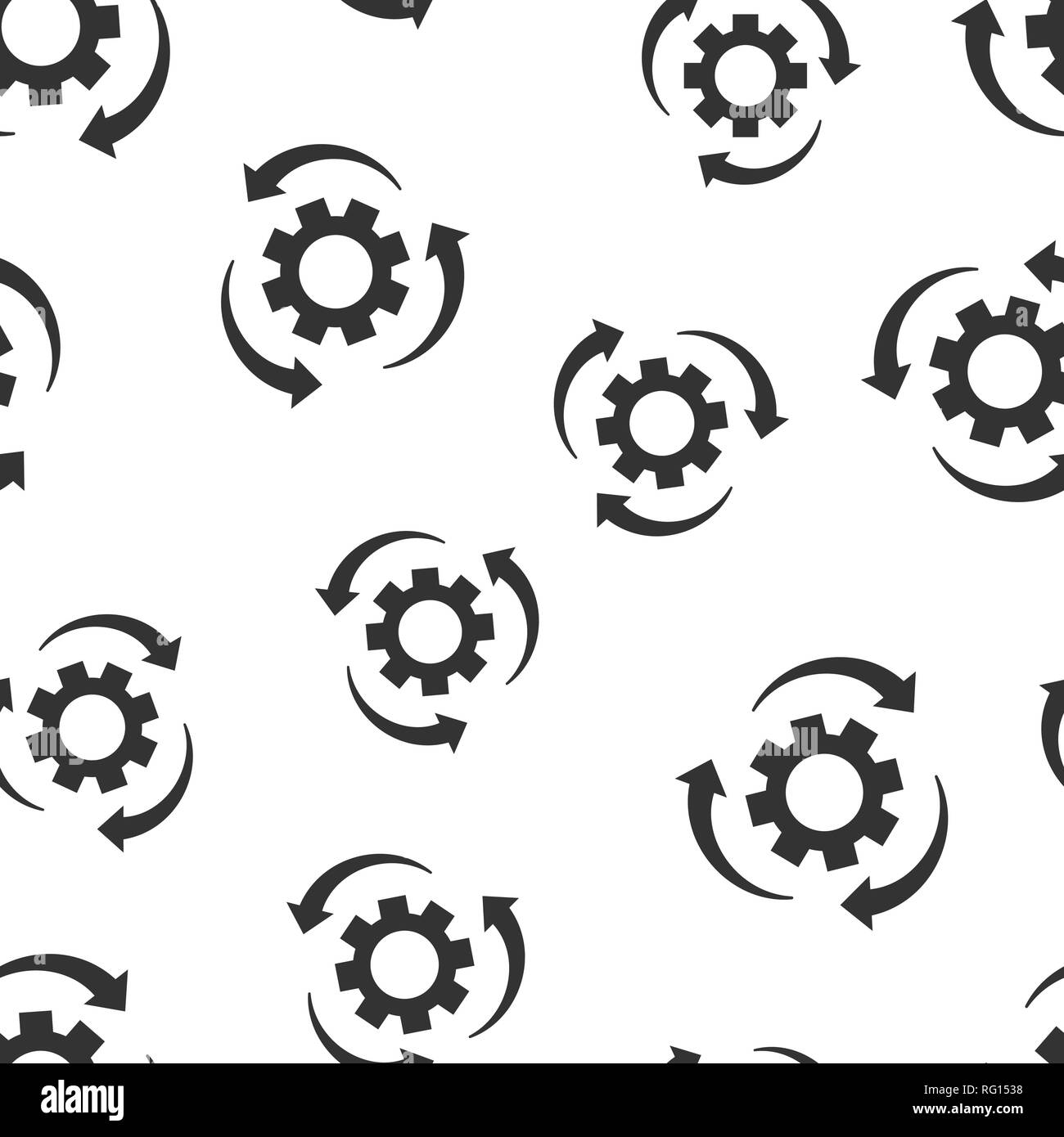 Workflow-prozess icon nahtlose Muster Hintergrund. Zahnrad Zahnrad mit Pfeilen Vector Illustration. Workflow symbol Muster. Stock Vektor