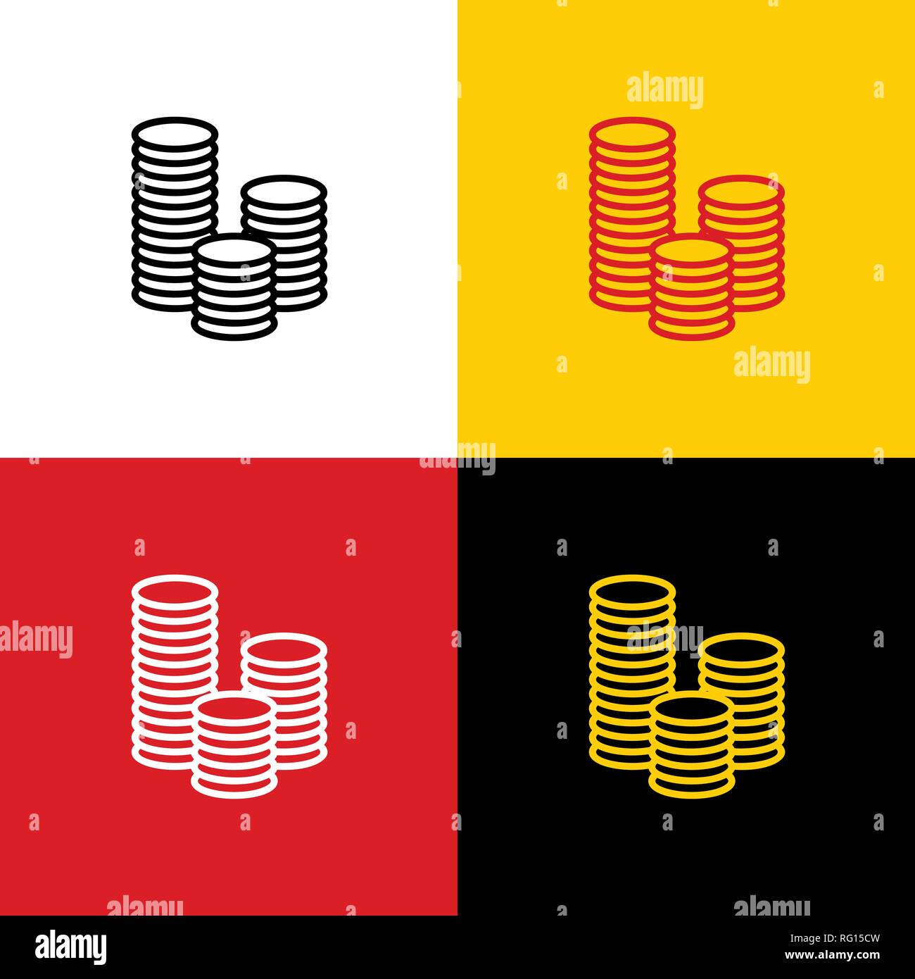 Geld zeichen Abbildung. Vektor. Symbole der deutschen Flagge auf entsprechenden Farben als Hintergrund. Stock Vektor