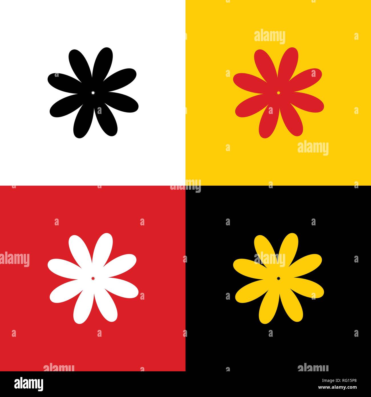 Flower anmelden Abbildung. Vektor. Symbole der deutschen Flagge auf entsprechenden Farben als Hintergrund. Stock Vektor