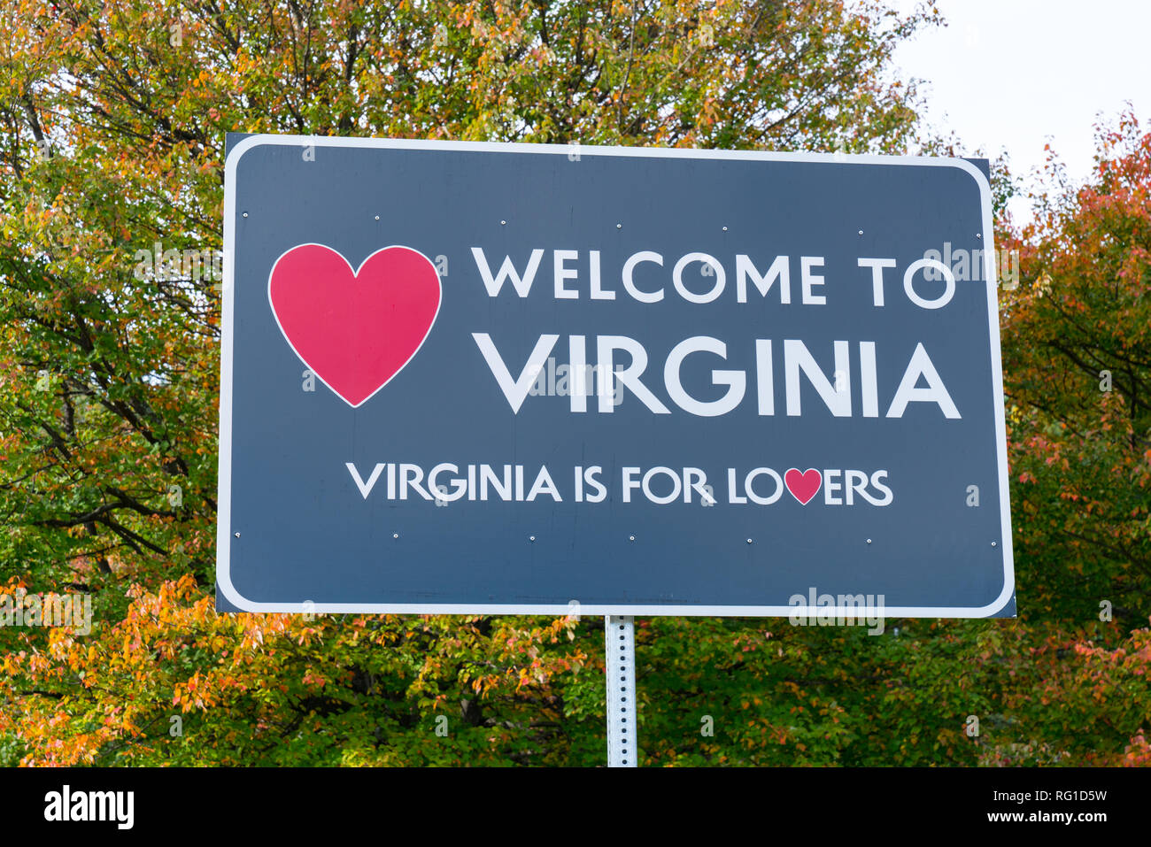 Zu Virginia unterzeichnen am Virginia Willkommen Welcome Center Stockfoto
