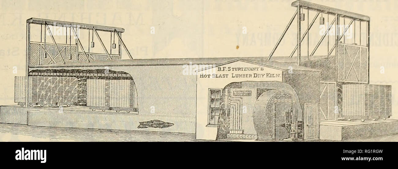 . Kanadische Forstindustrie 1886-1888. Holzschlag; Wälder und Forstwirtschaft; Wald; Wald - zellstoffindustrie; Holz verarbeitenden Industrien. Februar, 1888. Die KANADA LUMBERMAN. B.F. Von STURTEVANT PATENT PROGRESSIVE BAUHOLZ TROCKENES BRENNOFEN. Zuverlässig! HAPIIj! IllEAP GRA NA NTBED ZU TROCKNEN - IN - die beste Art und Weise möglich, alle Arten von Hart- und Weichholz bauholz.. Keine WAUPlNGt PRÜFEN UND BLÄUEN - MIT DEM - STURTEVANT Patent heißen Blast Dampf Heizgeräte. Schreiben + FÜR * Katalog. B.F. STURTEVANT, Patentinhaber und einziger Hersteller, Boston, Mass., USA NAPANEE CEMENT COMPANY THOS. TURTON &Amp; Söhne, Ltd. - Hersteller von I Stockfoto