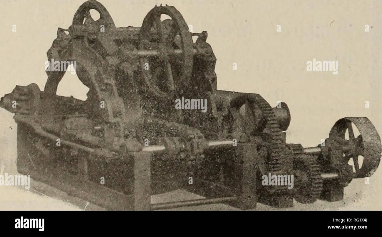 . Kanadische Forstindustrie 1907. Holzschlag; Wälder und Forstwirtschaft; Wald; Wald - zellstoffindustrie; Holz verarbeitenden Industrien. 36 KANADA LUMBERMAN UND SCHREINER April 1907 IFOIR, Verkauf 1 - 250 H. S. Schieber Motor, 18 in. x 36 in. Zylinder, mit jetzt Nordin - Burg cut-off-Gouverneur; ein lope Riemenscheibe 8 Fuß Durchmesser, für 18 • 1 in. Seile gerillt, die angetriebene Riemenscheibe ist 40 in. Durchmesser, Fly Wheel 12-ft.-Durchmesser; auch 01 e Tubular Warmwasserheizung. 1 - großes Doppel Besäumkreissäge mit 6 Sägen. 1 - sah Besäumkreissäge. 1 - 2 - sah Trimmer. 1 - sah Trimmer. 1-Twin Kreissäge Rig, mit sechs Sägen, Prescott Gun-Shot Dampf Feed, Zylinder Stockfoto