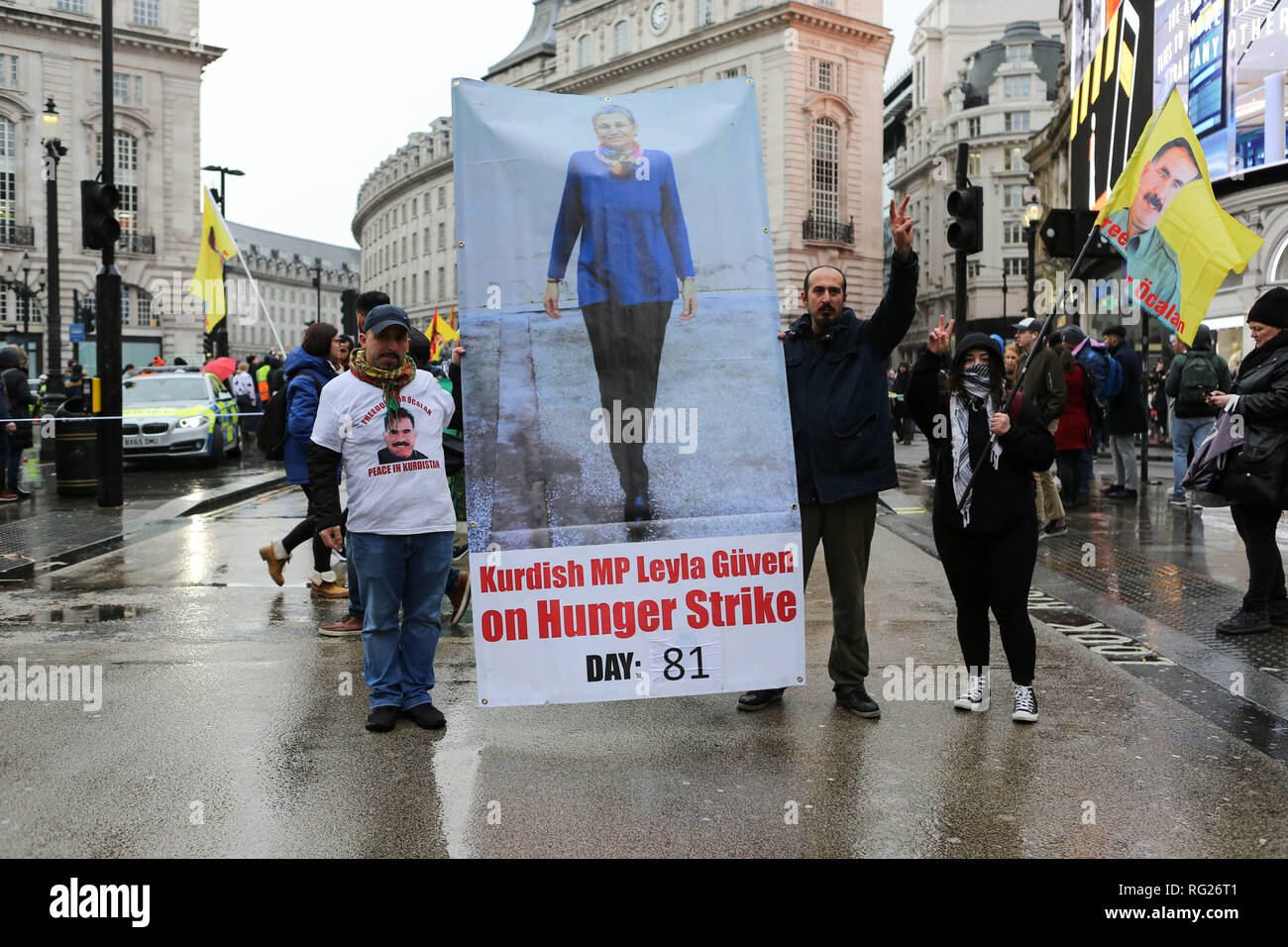 London, Großbritannien. 27 Jan, 2019. Protest gegen die Kurden aus der Türkei, März aus Portland Place zum Trafalgar Square zu verteidigen. Penelope Barritt/Alamy leben Nachrichten Stockfoto