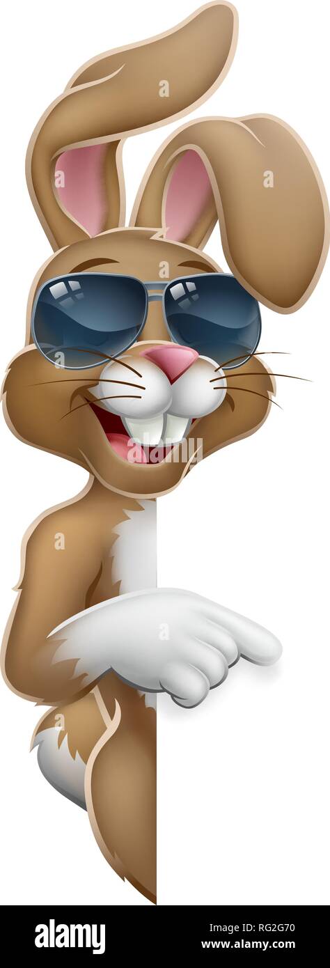 Osterhase Cool Kaninchen zeigen Cartoon Stock Vektor