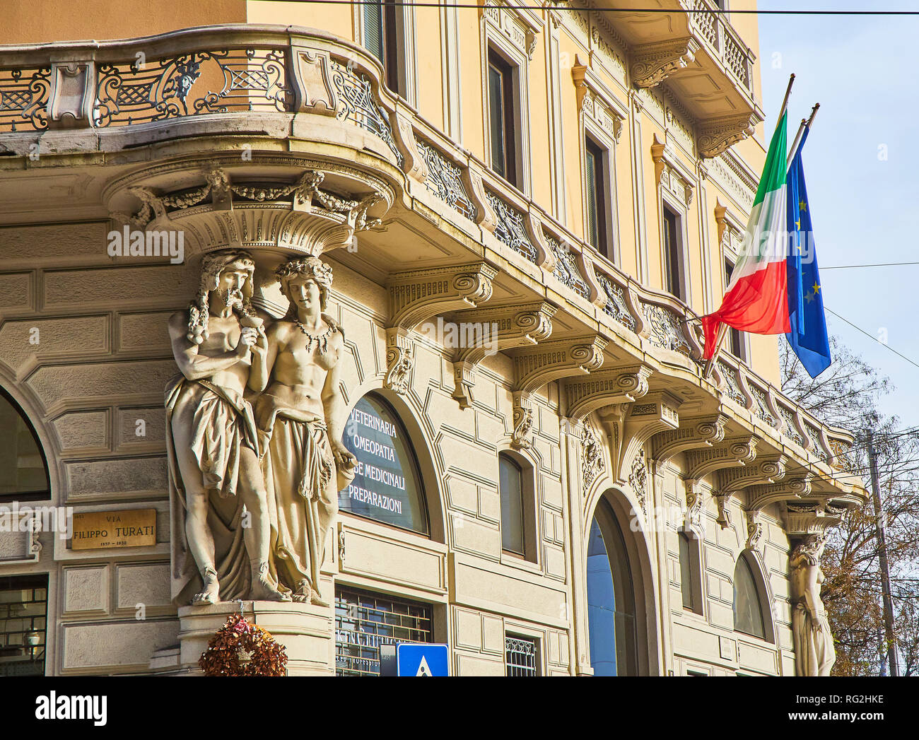 Mailand, Italien - 30. Dezember 2018. Typische Gebäude von Mailand, Lombardei, Italien. Stockfoto