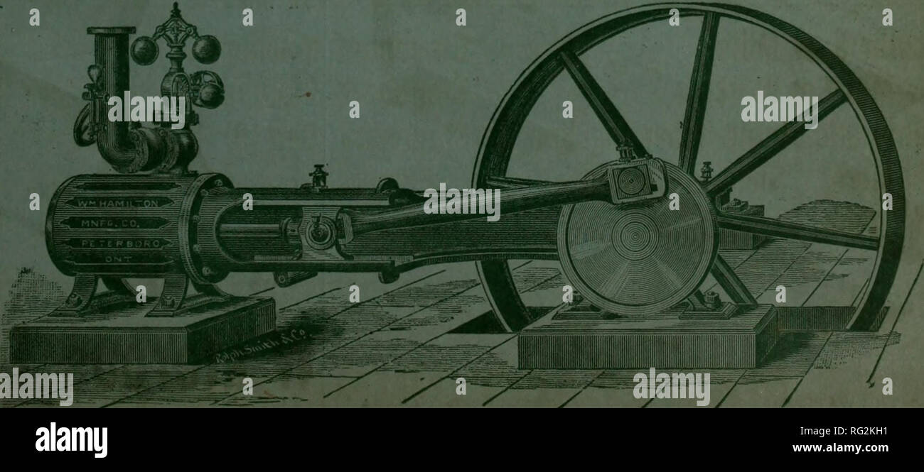 . Kanadische Forstindustrie 1885. Holzschlag; Wälder und Forstwirtschaft; Wald; Wald - zellstoffindustrie; Holz verarbeitenden Industrien. Wir machen diese Banden einer unserer Spec - Laien, und verschiedenen Größen herstellen. Serpent River, 28. September 1884. Herren - Wir machen grosse Arbeit mit der Mühle Wir vor kurzem 122 tausend Füße von Zoll Bauholz in einem Tag Schnitt, mit der Bande und große Runde ohne Gedränge, was auch immer wir^ Llso, Motoren und Kessel. Dieser Schnitt stellt unser SÄGEWERK MOTOR, von denen machen wir die Follow-ing unsere Standard Größen, 12 x 16, 16 x 20, 18 x 24, 20 x 24 und 24 x 30, starke und Substanti Stockfoto