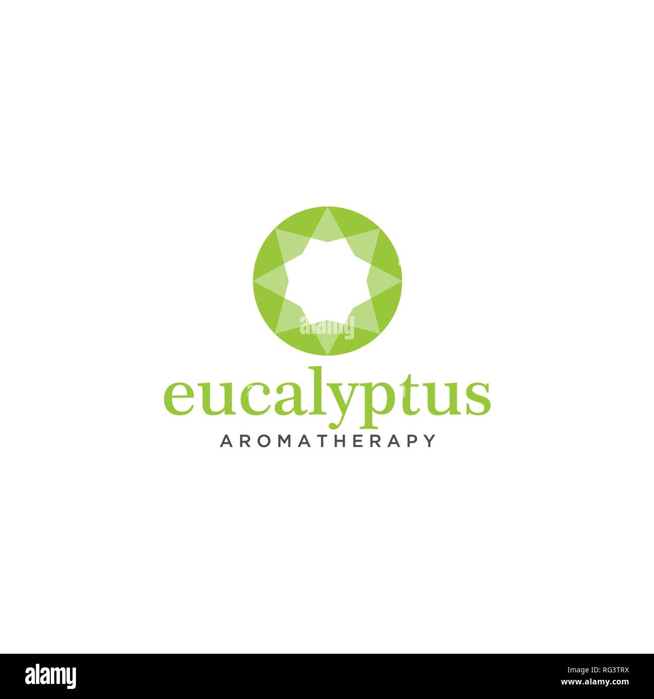 Einfache, moderne flache grüne Eukalyptus runde Logo Design Template Stock Vektor