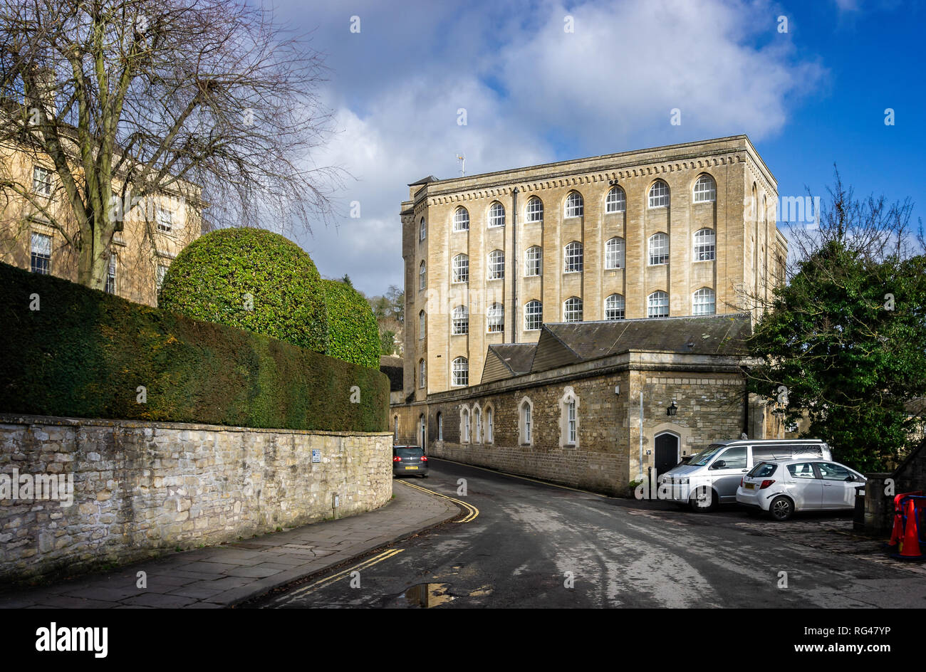 Ehemalige Baumwollspinnerei in Bradford on Avon, Wiltshire, UK am 27. Januar 2019 neu generiert Stockfoto