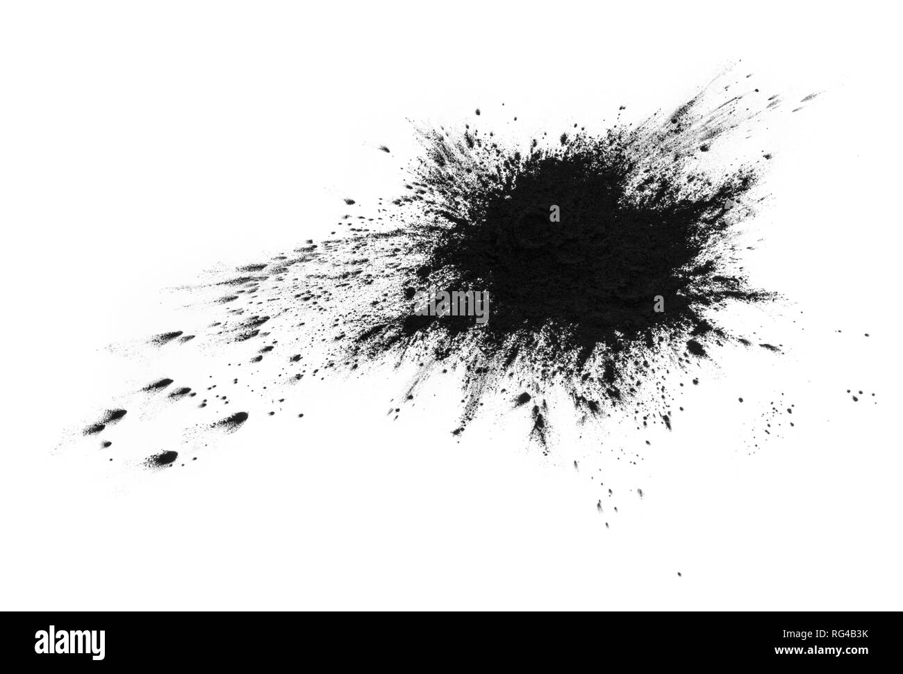 Schwarzer Toner Drucker Fleck auf weissem isoliert Stockfoto
