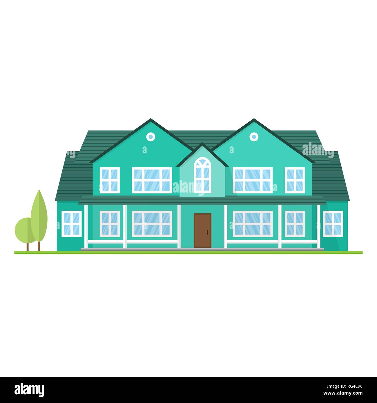 Vektor flachbild Symbol suburban American House. Für web design und Application Interface, auch nützlich für Infografiken. Familie Haus Symbol auf weißem Hintergrund. Stock Vektor