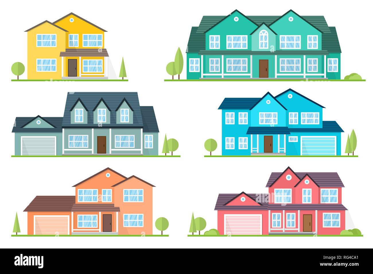Vektor flachbild Symbol suburban American House. Für web design und Application Interface, auch nützlich für Infografiken. Familie Haus Symbol auf weißem Hintergrund. Stock Vektor