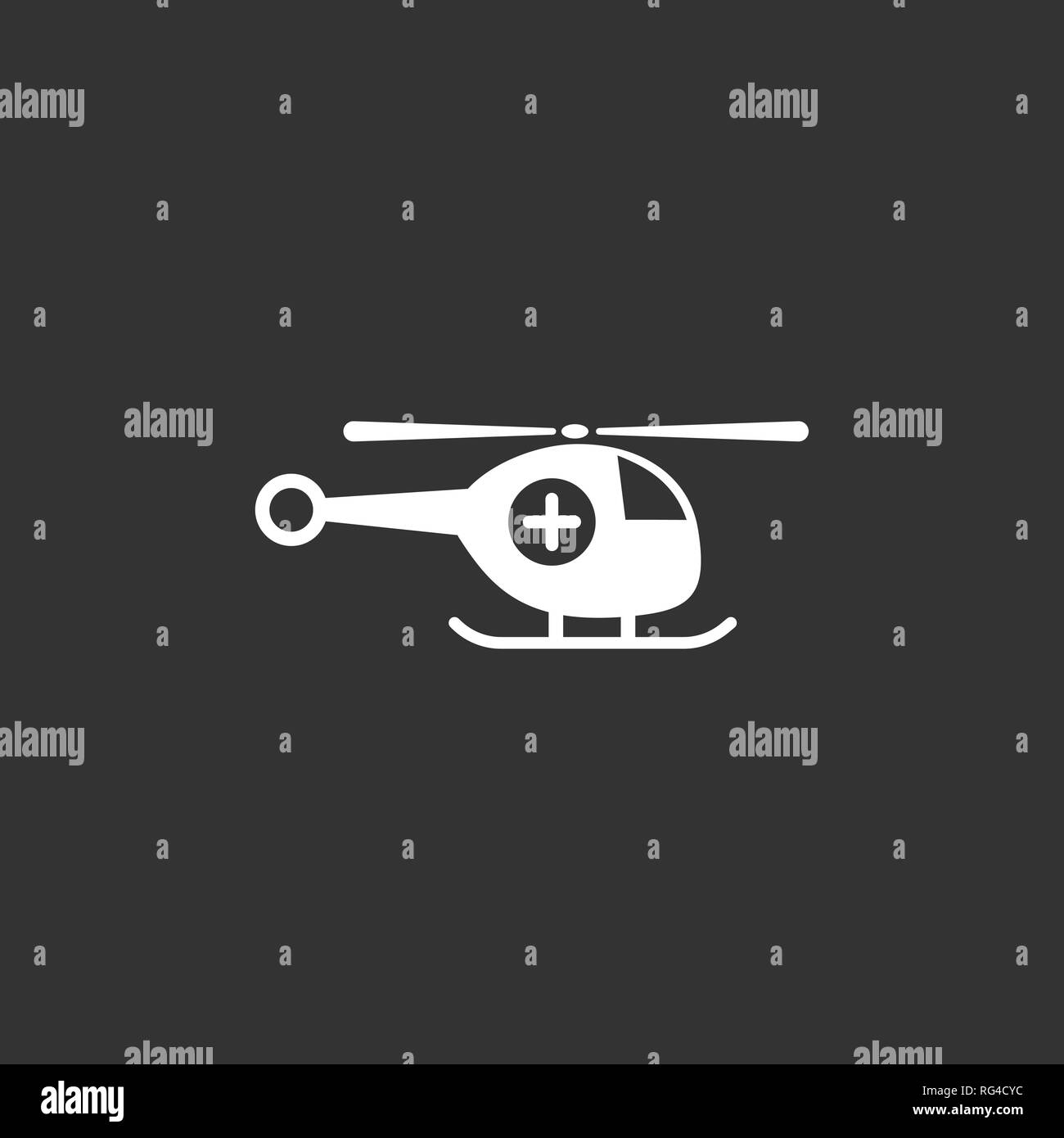 Rettungshubschrauber Symbol auf schwarzem Hintergrund. Vector Illustration Stock Vektor