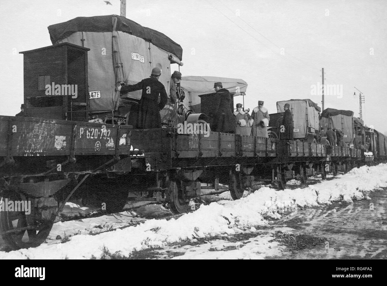Transport auf Bahn, 1915-18 Stockfoto