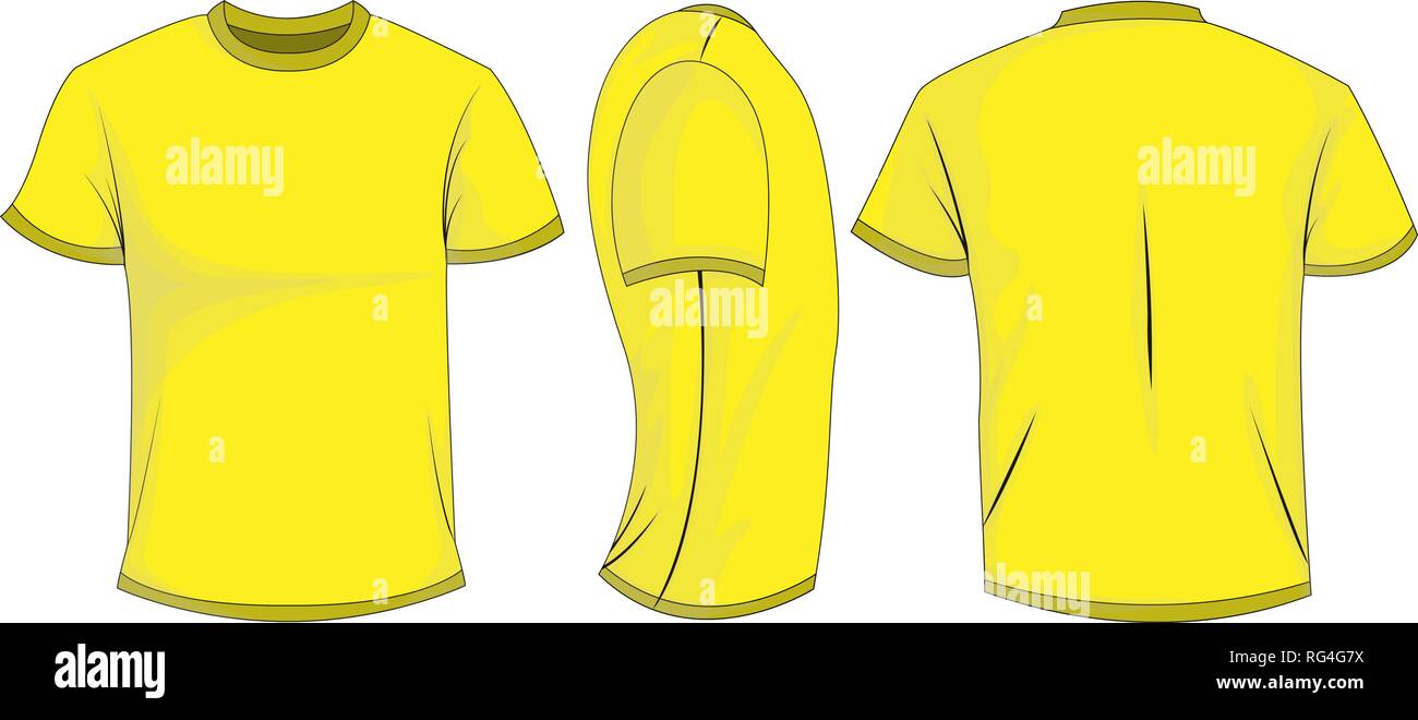 Blue mens T-Shirt mit kurzen Ärmeln. Vorne, hinten, von der Seite. Auf weissem Hintergrund. Vector Illustration, EPS 10. Stock Vektor