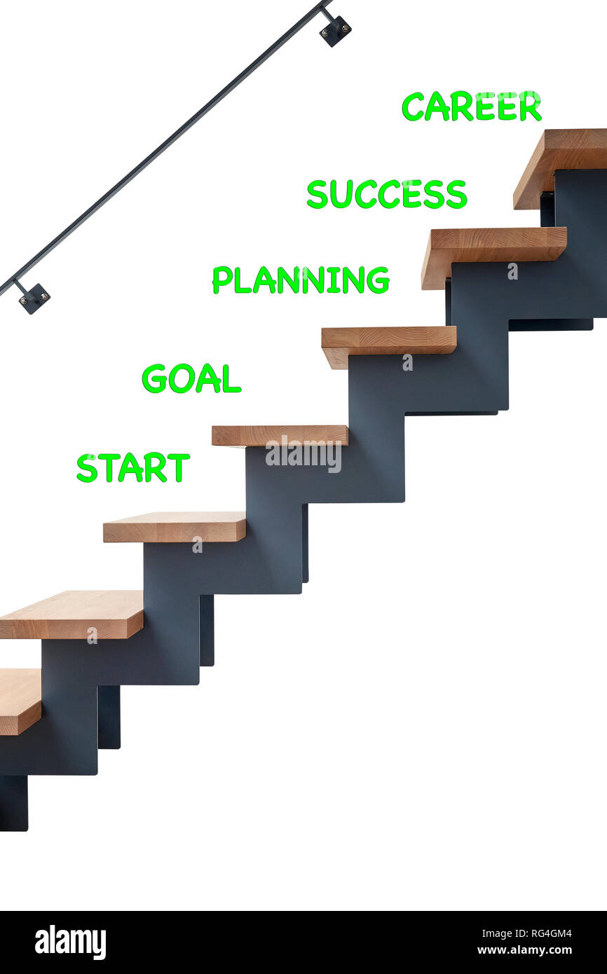Holz Treppen in modernen und Schritte für eine erfolgreiche Karriere und persönlichen Entwicklung Stockfoto