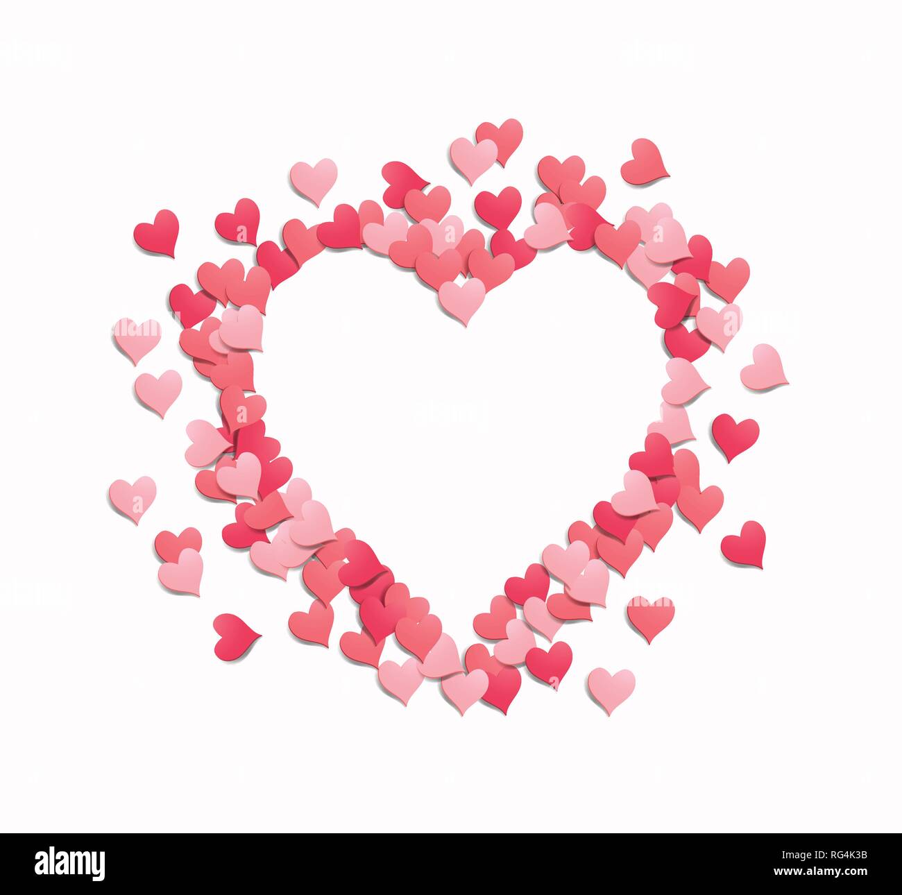 Happy Valentine's Day Hintergrund mit Herz Konfetti. Vektor isoliert Abbildung. Stock Vektor