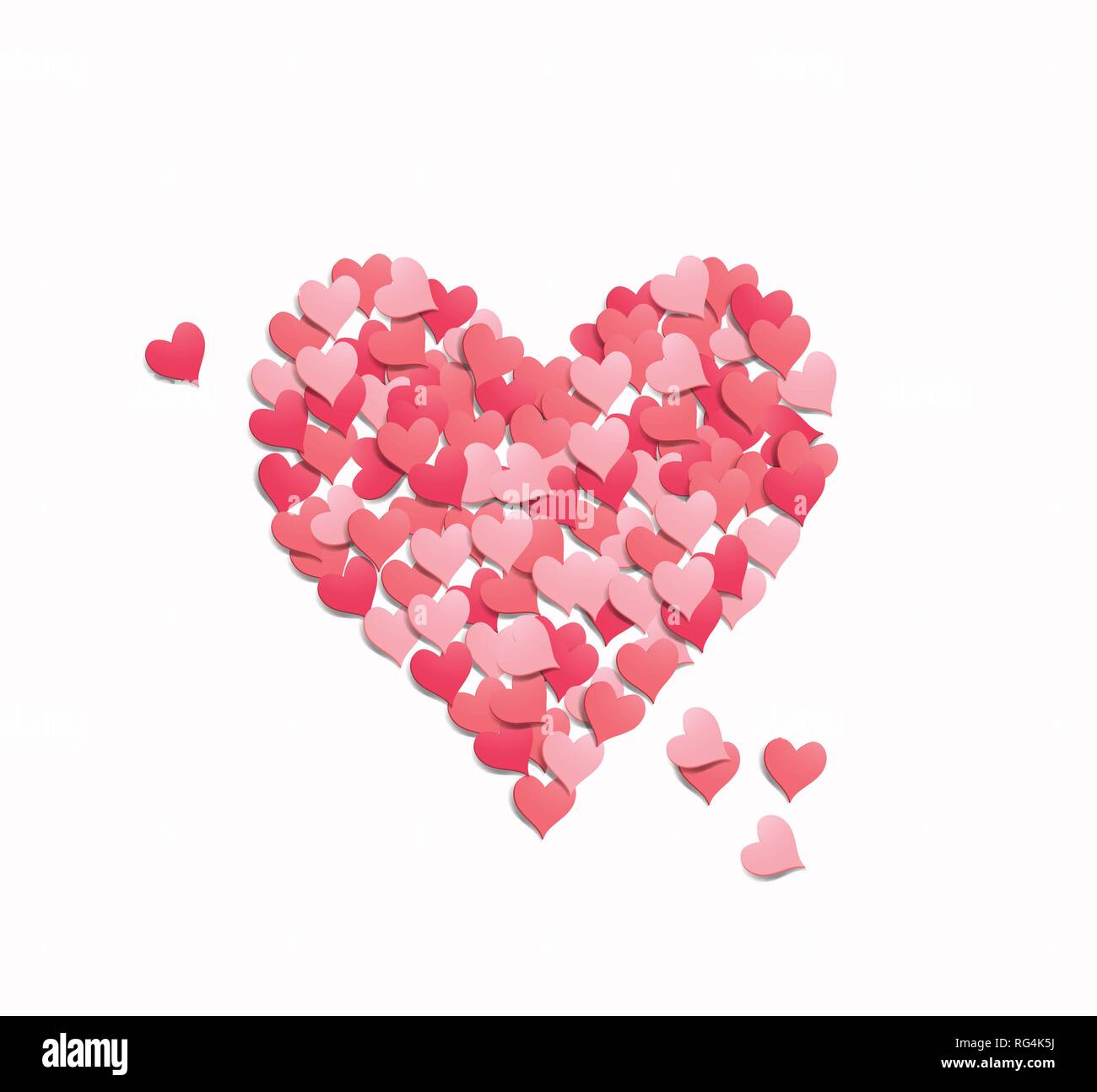 Liebe Herzform aus Herzen Konfetti gemacht. Valentinstag Vector Illustration. Stock Vektor