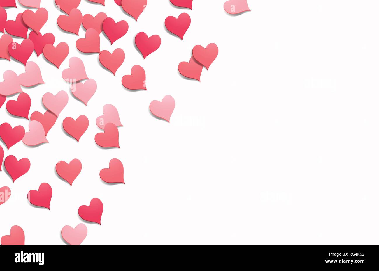 Liebe Herzen und Konfetti Hintergrund. Valentinstag Vector Illustration. Stock Vektor