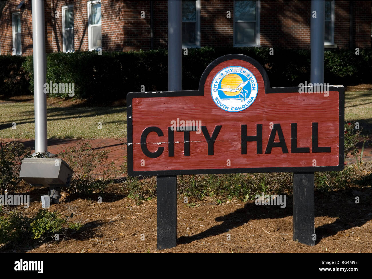 Myrtle Beach Rathaus unterzeichnen, South Carolina, USA. Stockfoto