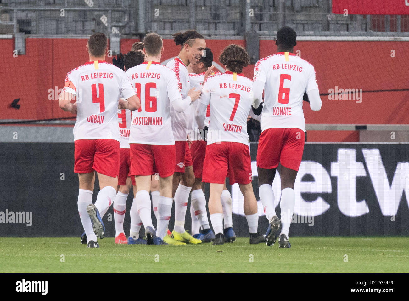Dusseldorf Deutschland 27 Jan 2019 Jubel Traube Der Leipziger Spieler Nach Dem Ziel Auf 4 0